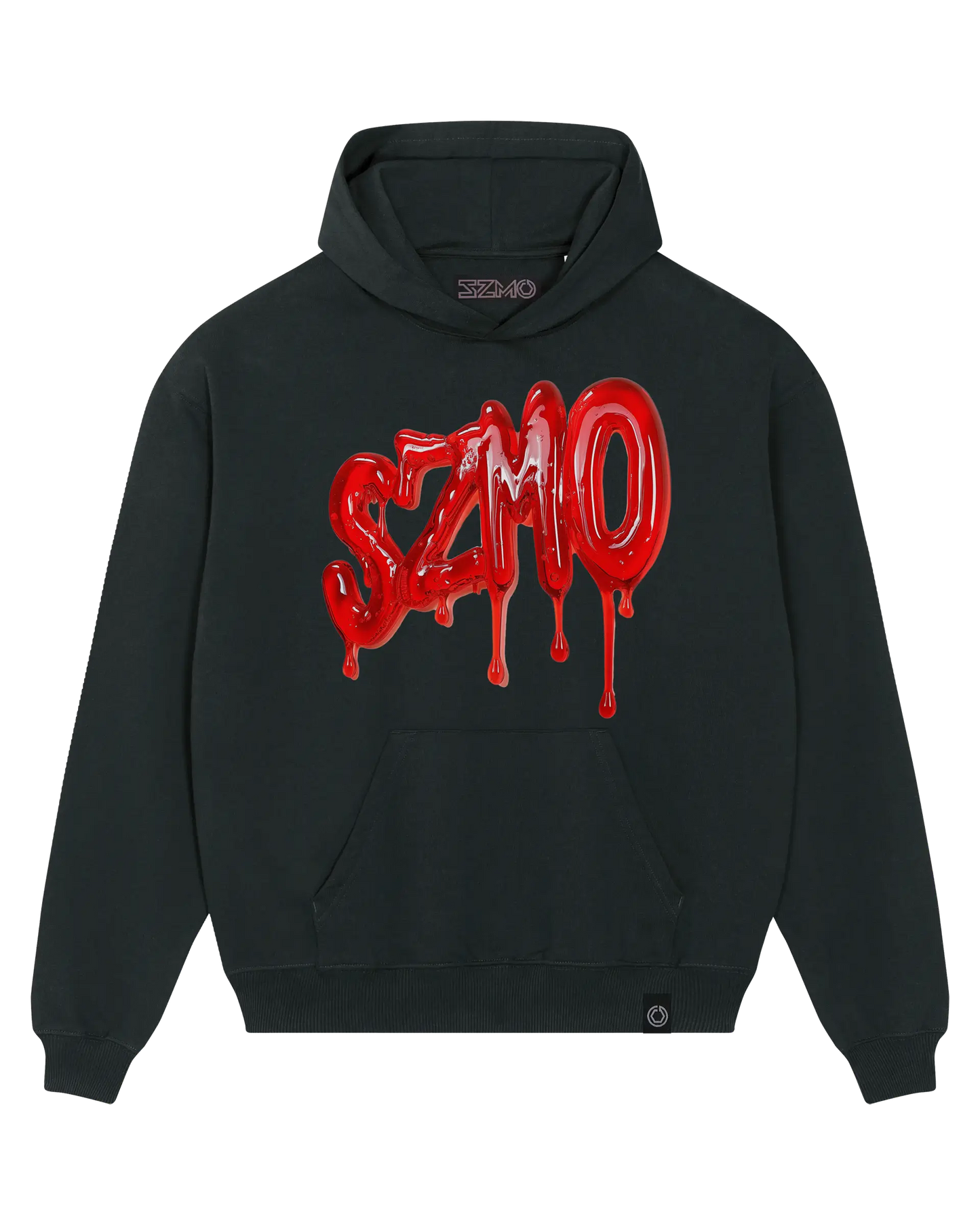 SZMO R34 Skyline Hoodie Schwarz Oversize Heavy Cotton Vorderansicht Detail