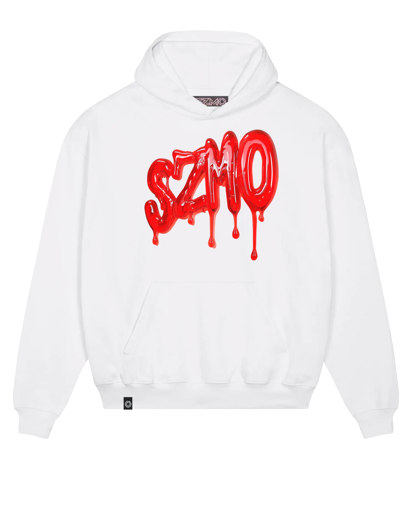 SZMO R34 Rückleuchten Oversize Hoodie Weiß JDM Streetwear Vorderansicht Detail