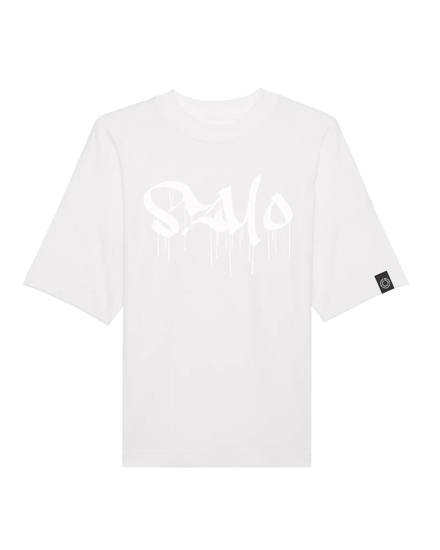 SZMO Stabile Zehn Meter Optik T-Shirt Weiß Spruch Tuning Vorderansicht Detail