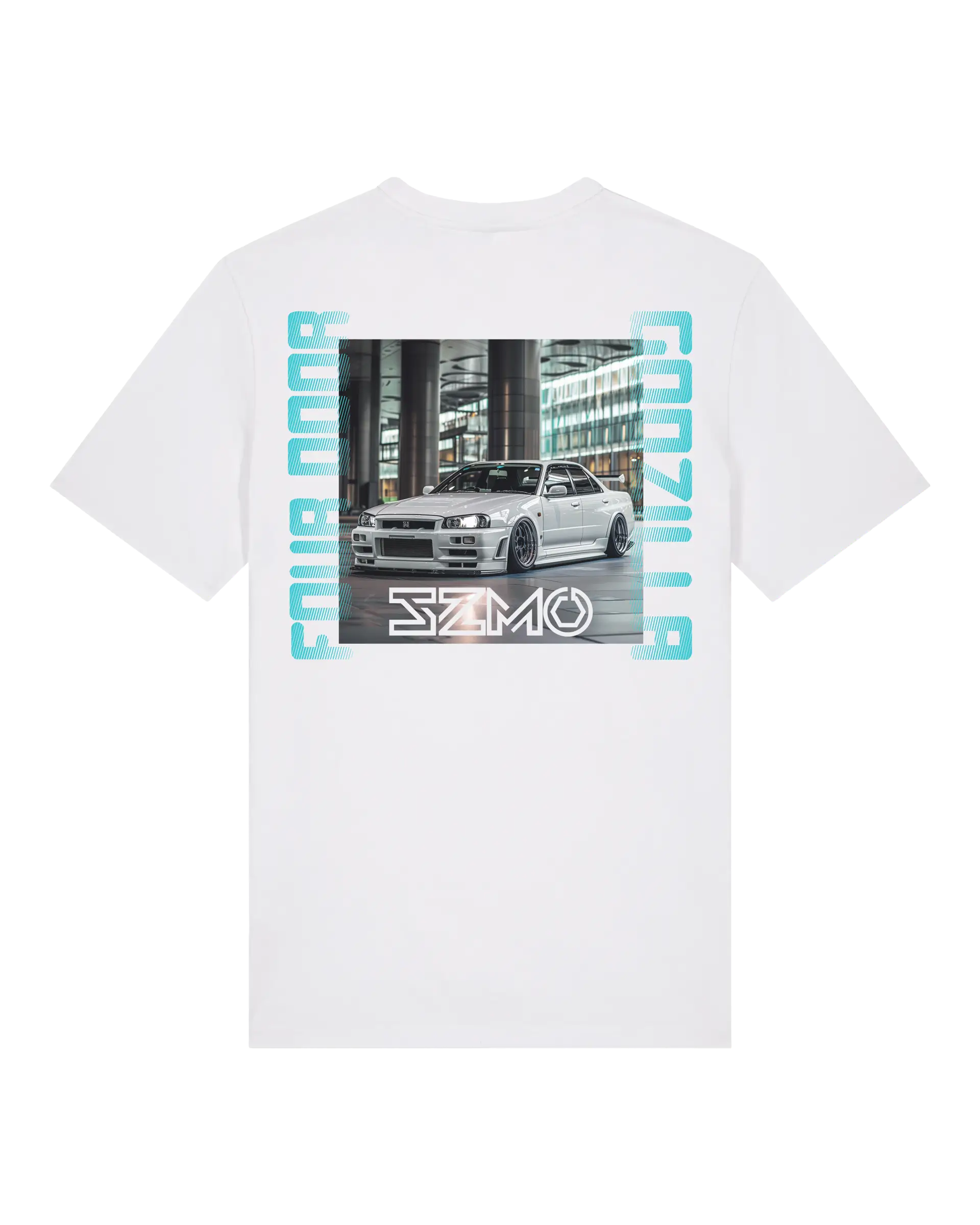 SZMO 4 Door Godzilla T-Shirt Viertürer Skyline JDM Limousine Rückansicht Detail