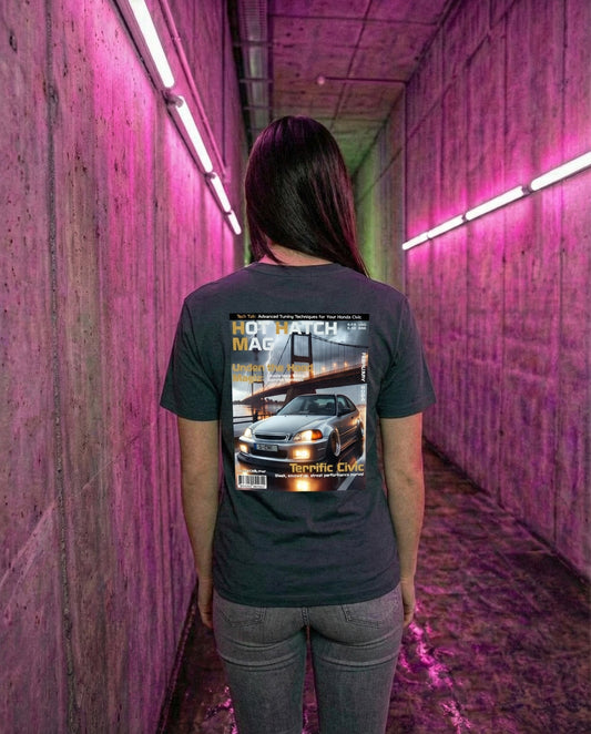 SZMO Collectors Edition T-Shirt Februar EJ9 Hatchback JDM Tuning Style Rückansicht