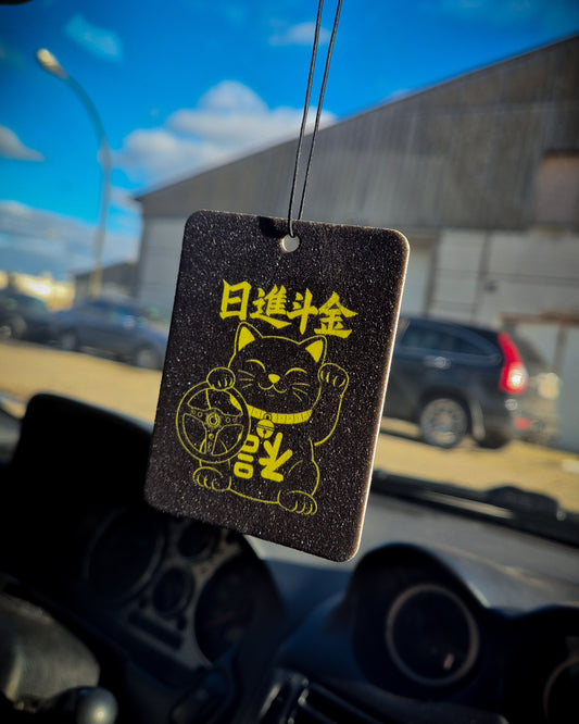 SZMO - Stabile Zehn Meter Optik Duftbaum Drift Cat Schwarz Gelb Tuning JDM Winkekatze