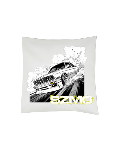 SZMO Kissen E30 Comic Style Klassiker Deko Weiß Vorderansicht Detail