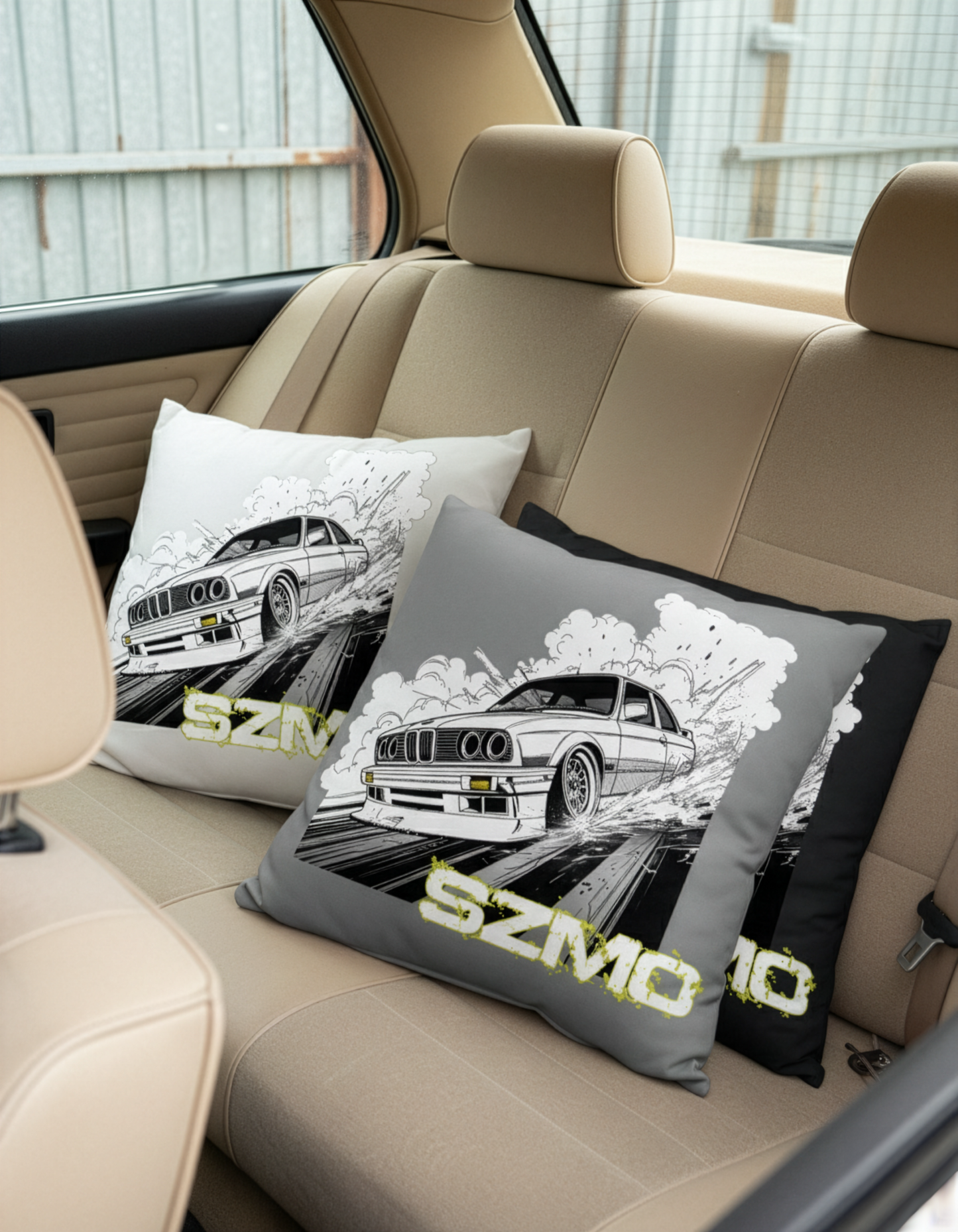 SZMO Kissen E30 Comic Style Vorderansicht Klassiker Deko