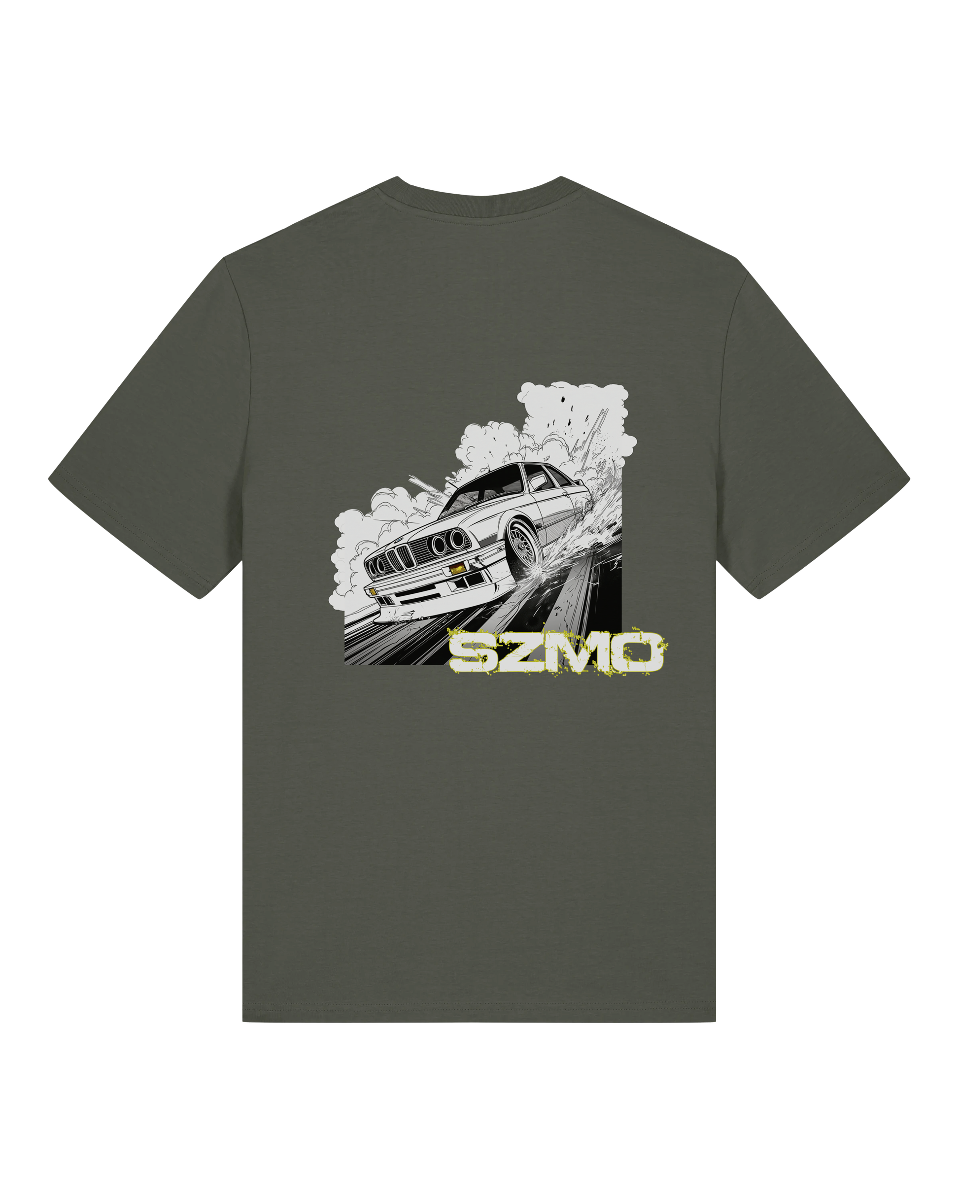 SZMO E30 Comic Style T-Shirt Klassiker Rückansicht Detail