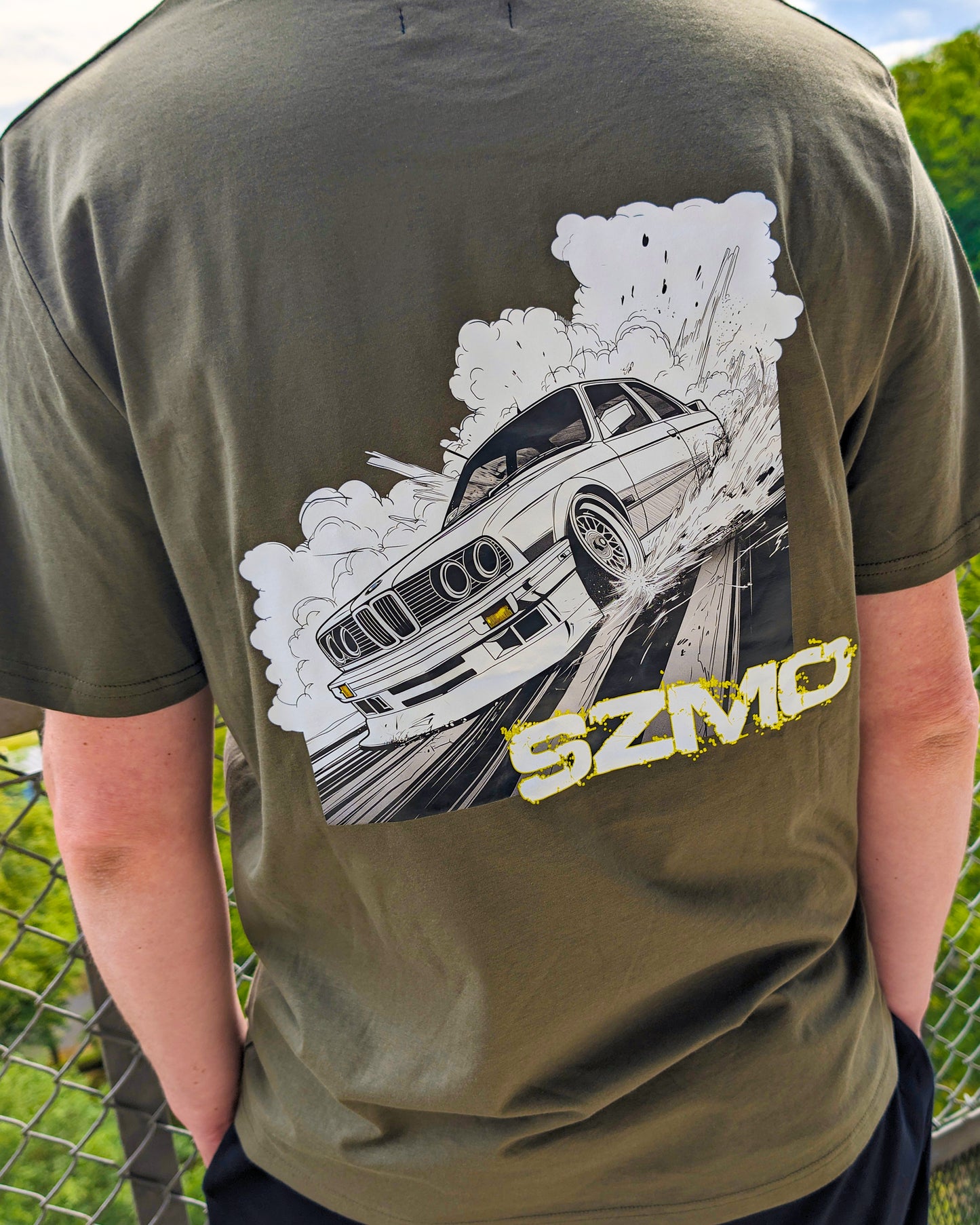 SZMO E30 Comic Style T-Shirt Klassiker Rückansicht