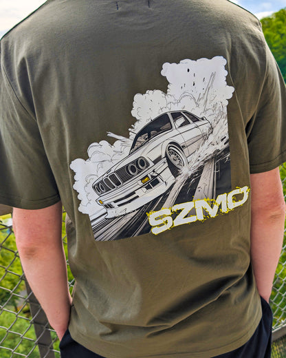 SZMO E30 Comic Style T-Shirt Klassiker Rückansicht