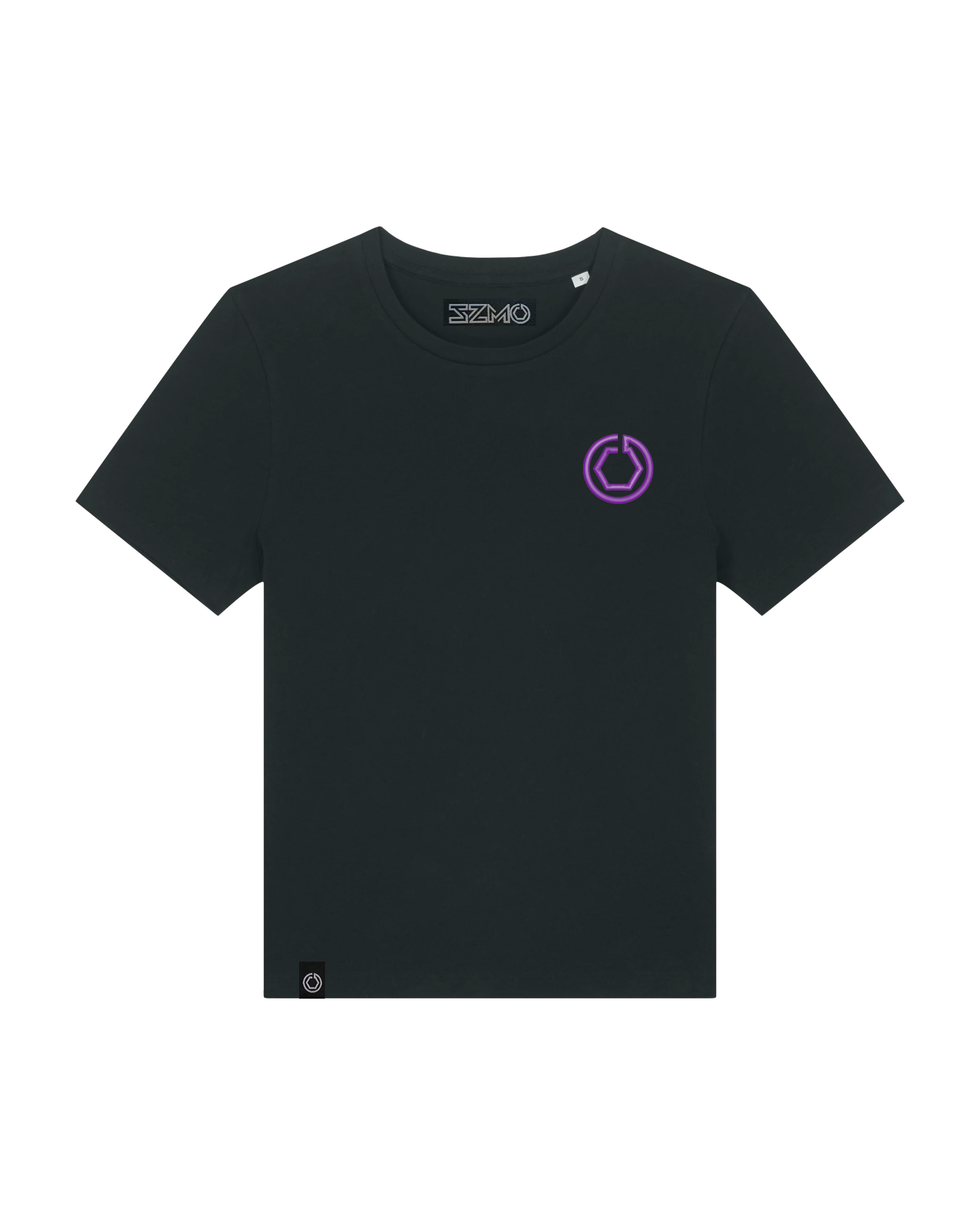 SZMO E36 Cabrio Damen T-Shirt  mit Stick auf der Brust Violett Youngtimer Tuning Mode Vorderansicht Detail