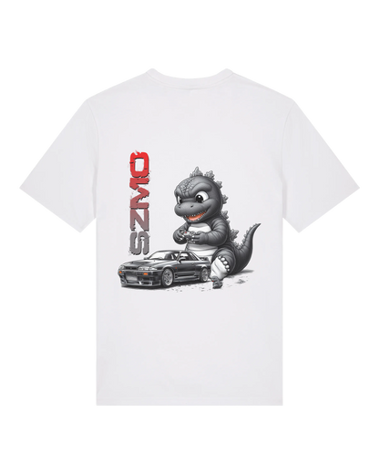 SZMO Baby Godzilla T-Shirt R32 GTR JDM Cartoon Design Rückansicht Detail