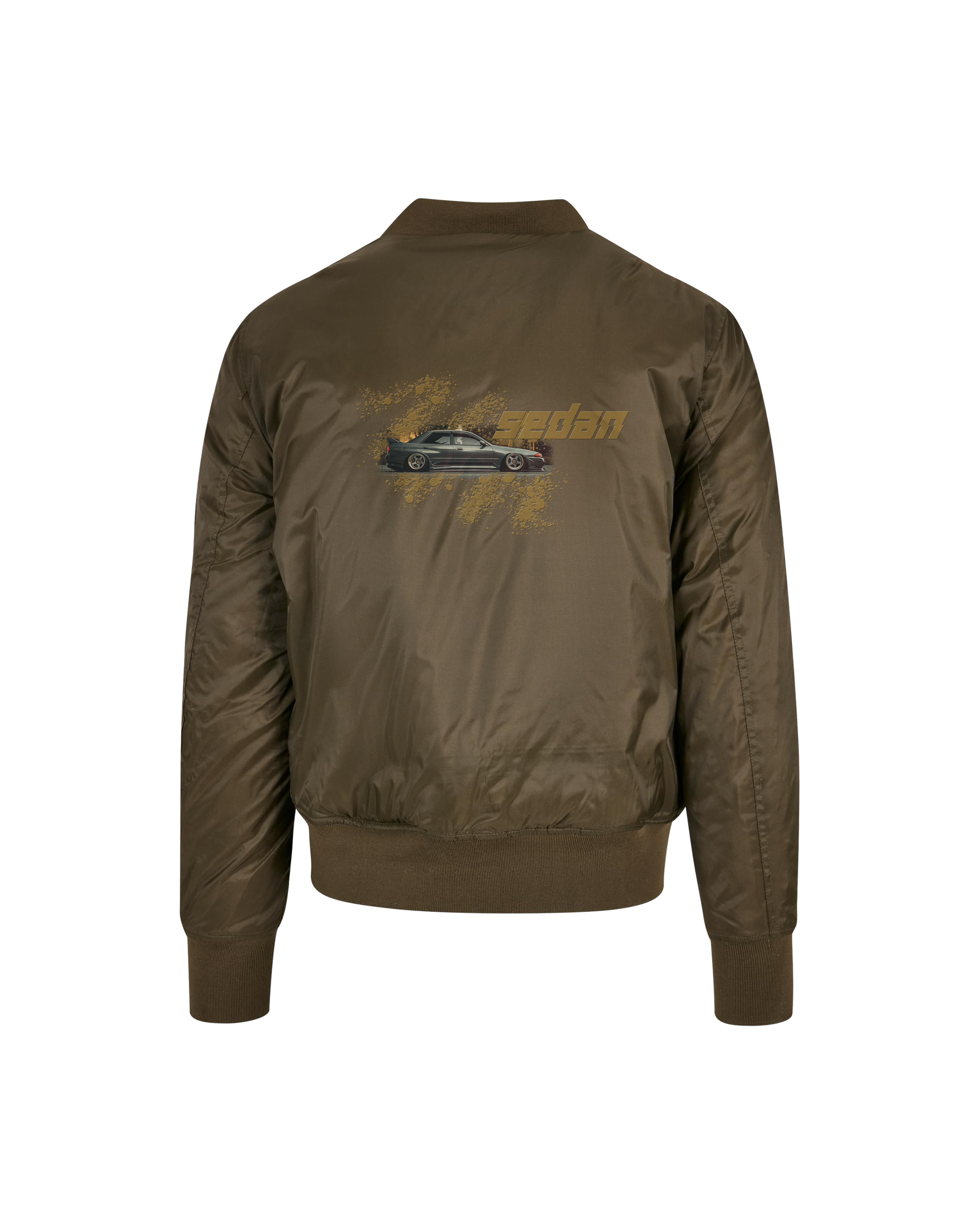 SZMO R32 Sedan Bomber Jacke Skyline Viertürer JDM Streetwear Rückansicht Detail