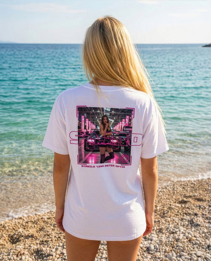 SZMO R34 Skyline T-Shirt Weiß Pink JDM Streetwear Rückansicht