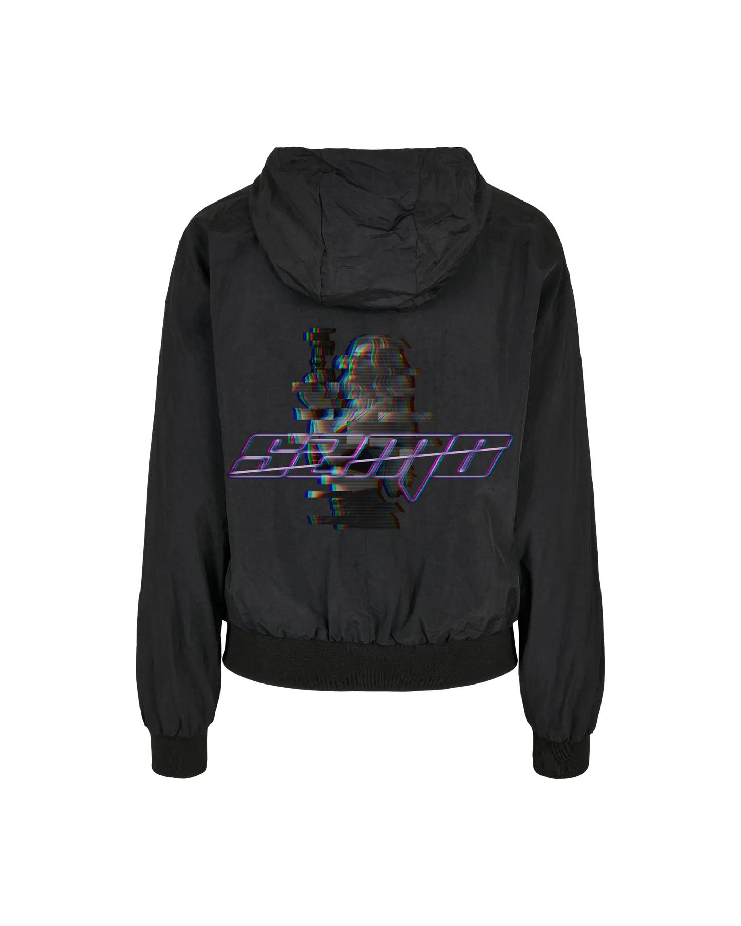 SZMO Damen Jacke Glitch Design Batwing Schnitt Oversize Streetwear Rückansicht Detail