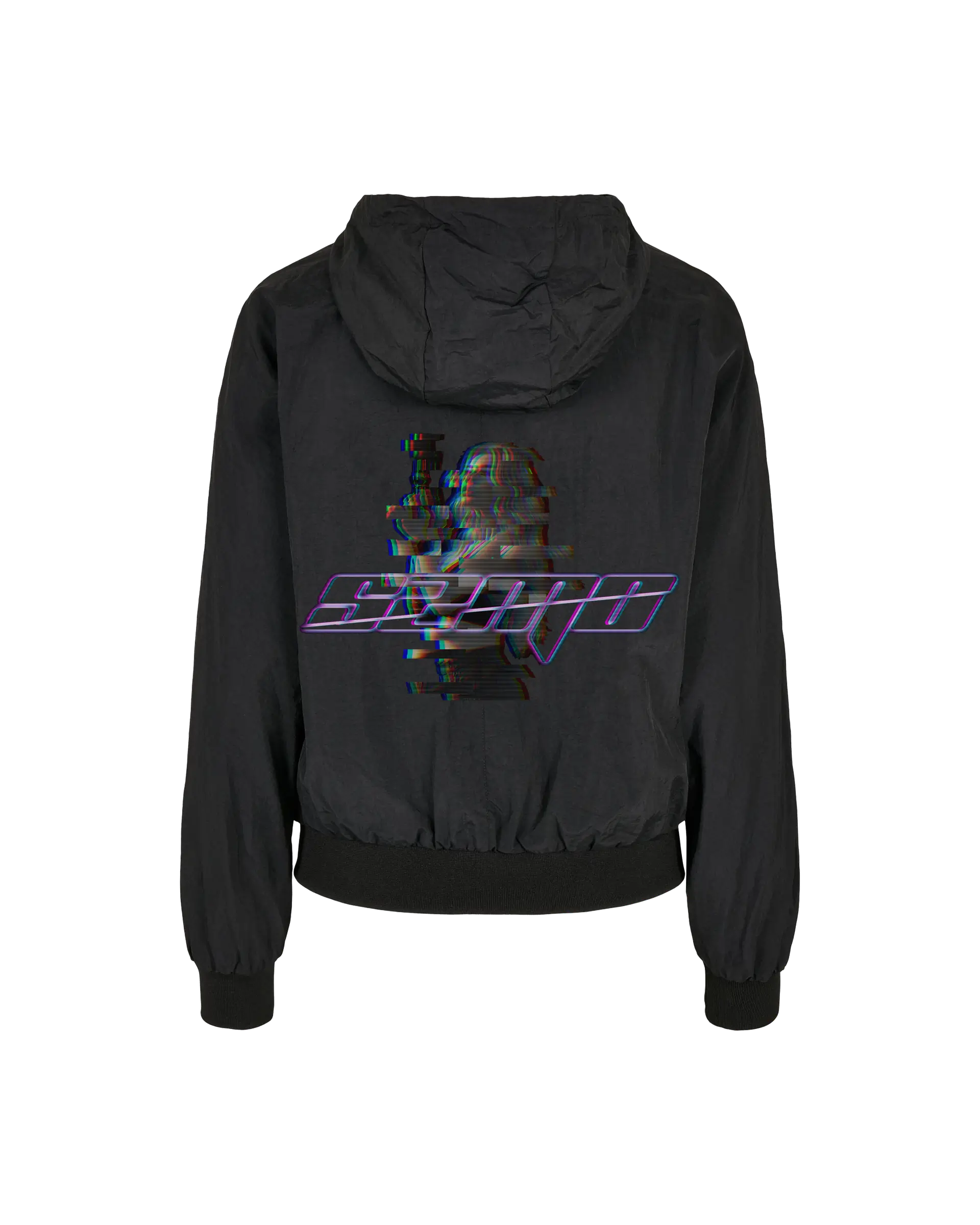 SZMO Damen Jacke Glitch Design Batwing Schnitt Oversize Streetwear Rückansicht Detail