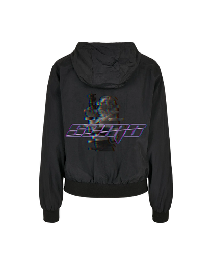 SZMO Damen Jacke Glitch Design Batwing Schnitt Oversize Streetwear Rückansicht Detail