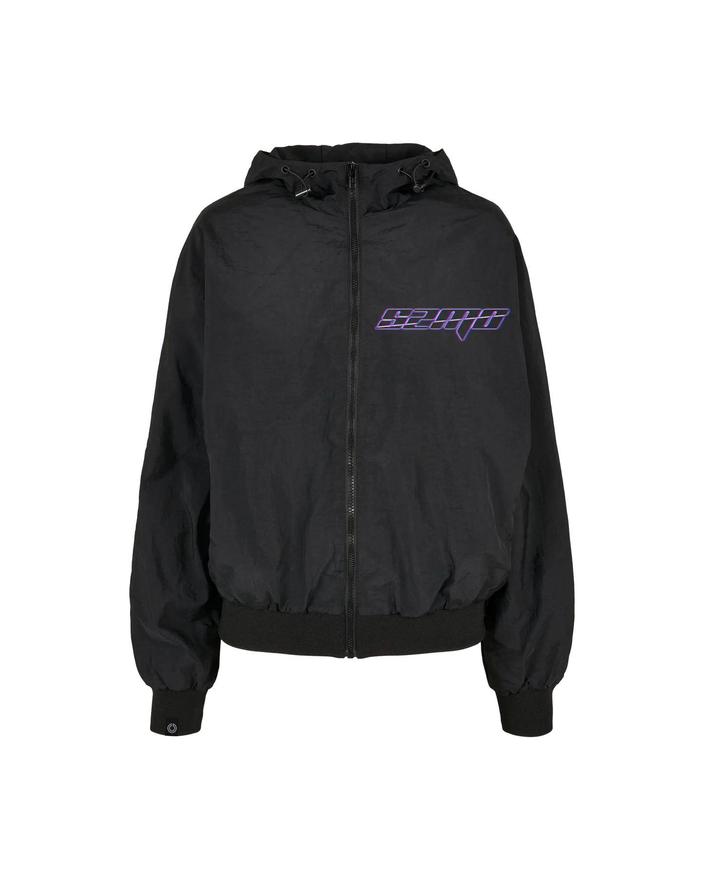 SZMO Damen Jacke Glitch Design Batwing Schnitt Oversize Streetwear Vorderansicht Detail