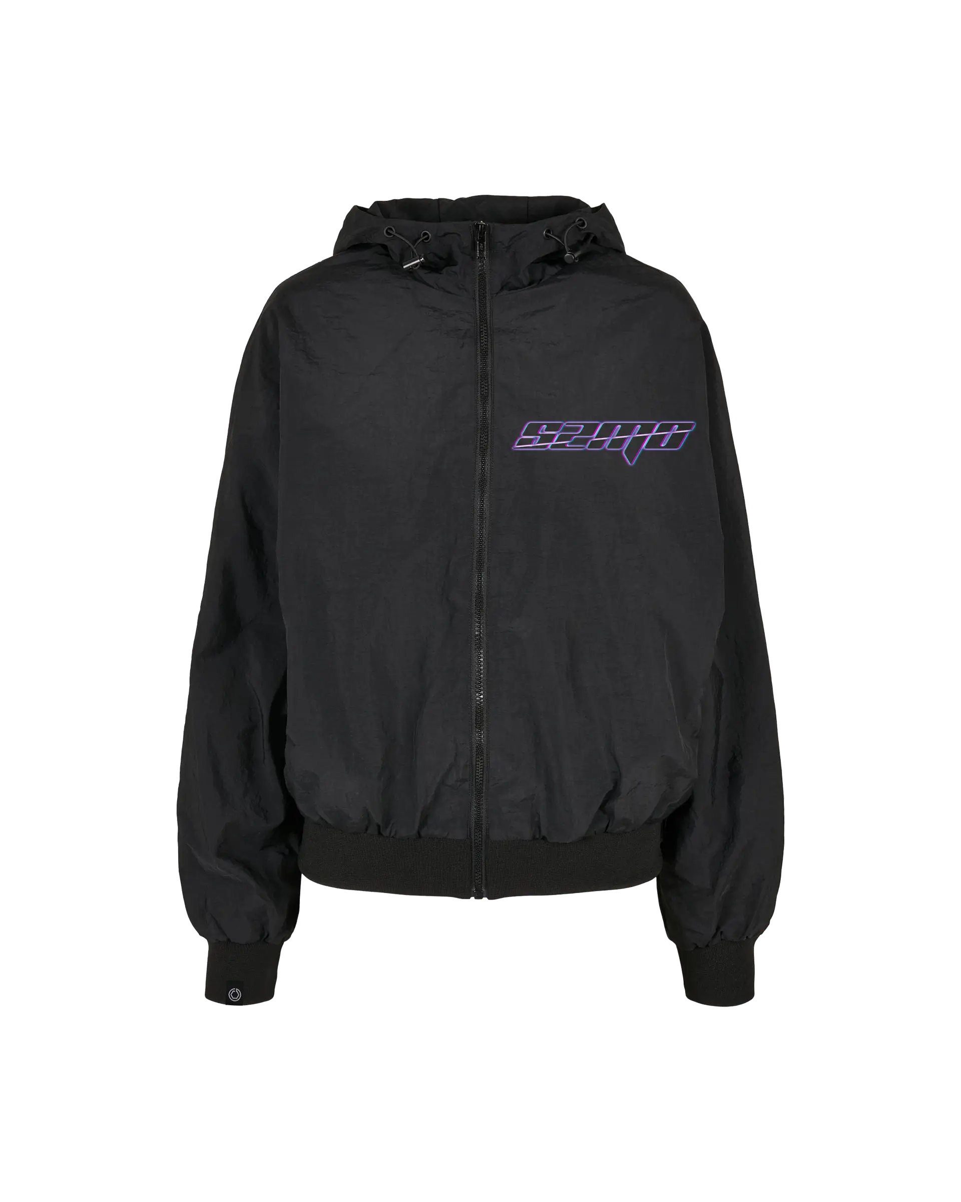SZMO Damen Jacke Glitch Design Batwing Schnitt Oversize Streetwear Vorderansicht Detail