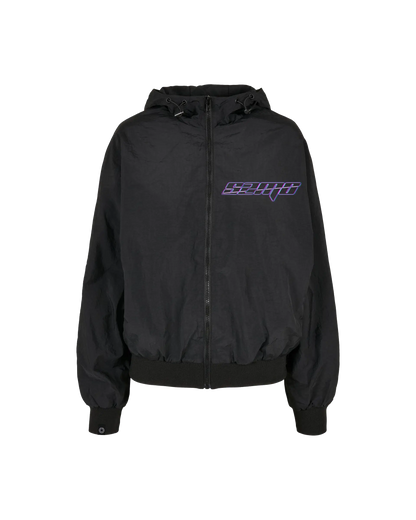 SZMO Damen Jacke Glitch Design Batwing Schnitt Oversize Streetwear Vorderansicht Detail