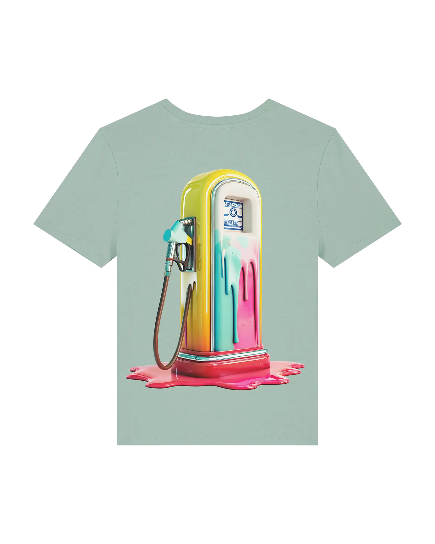SZMO Candy Zapfsäule Damen T-Shirt Bunt Retro Vibe Streetwear Cargirl Rückansicht Detail
