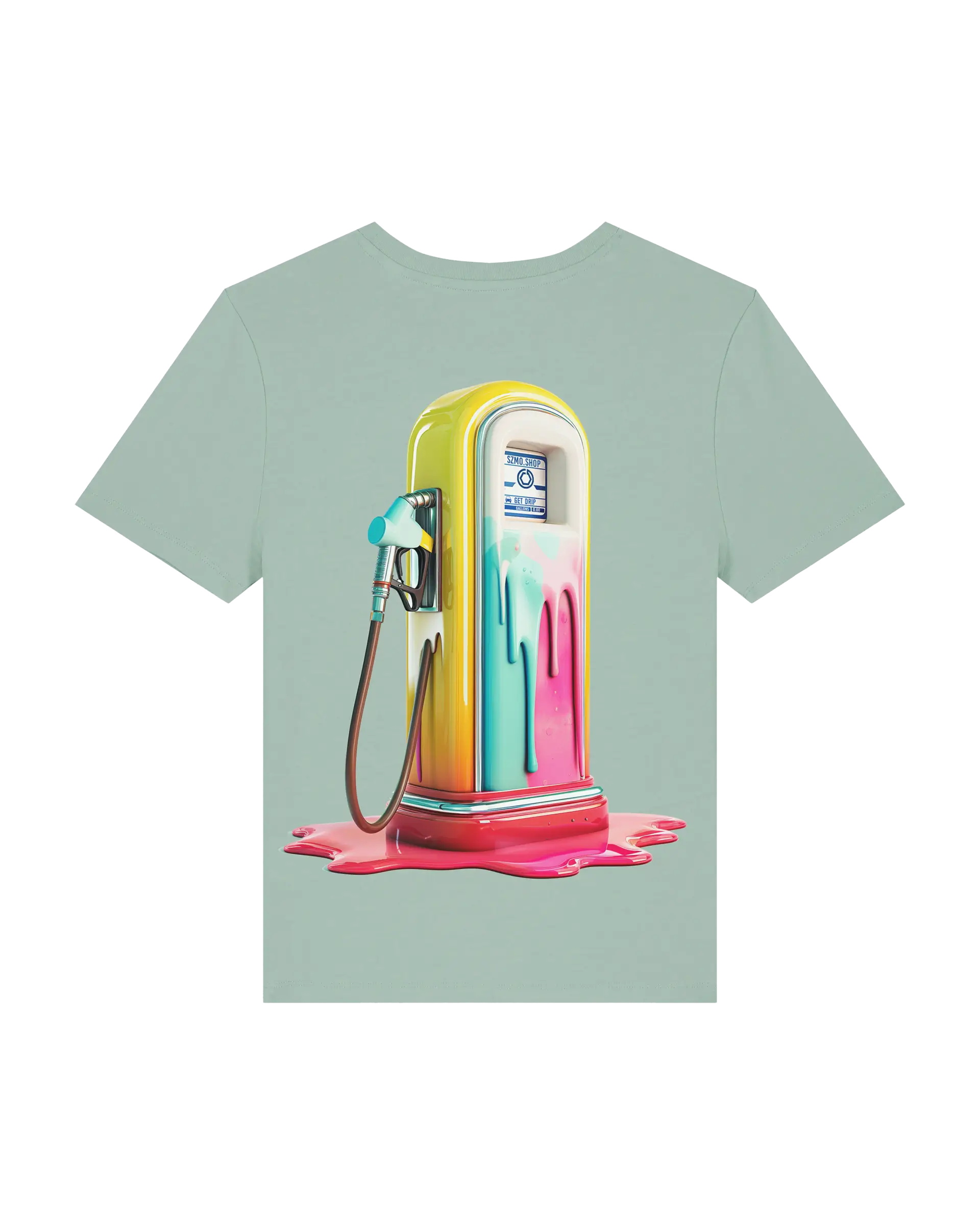 SZMO Candy Zapfsäule Damen T-Shirt Bunt Retro Vibe Streetwear Cargirl Rückansicht Detail