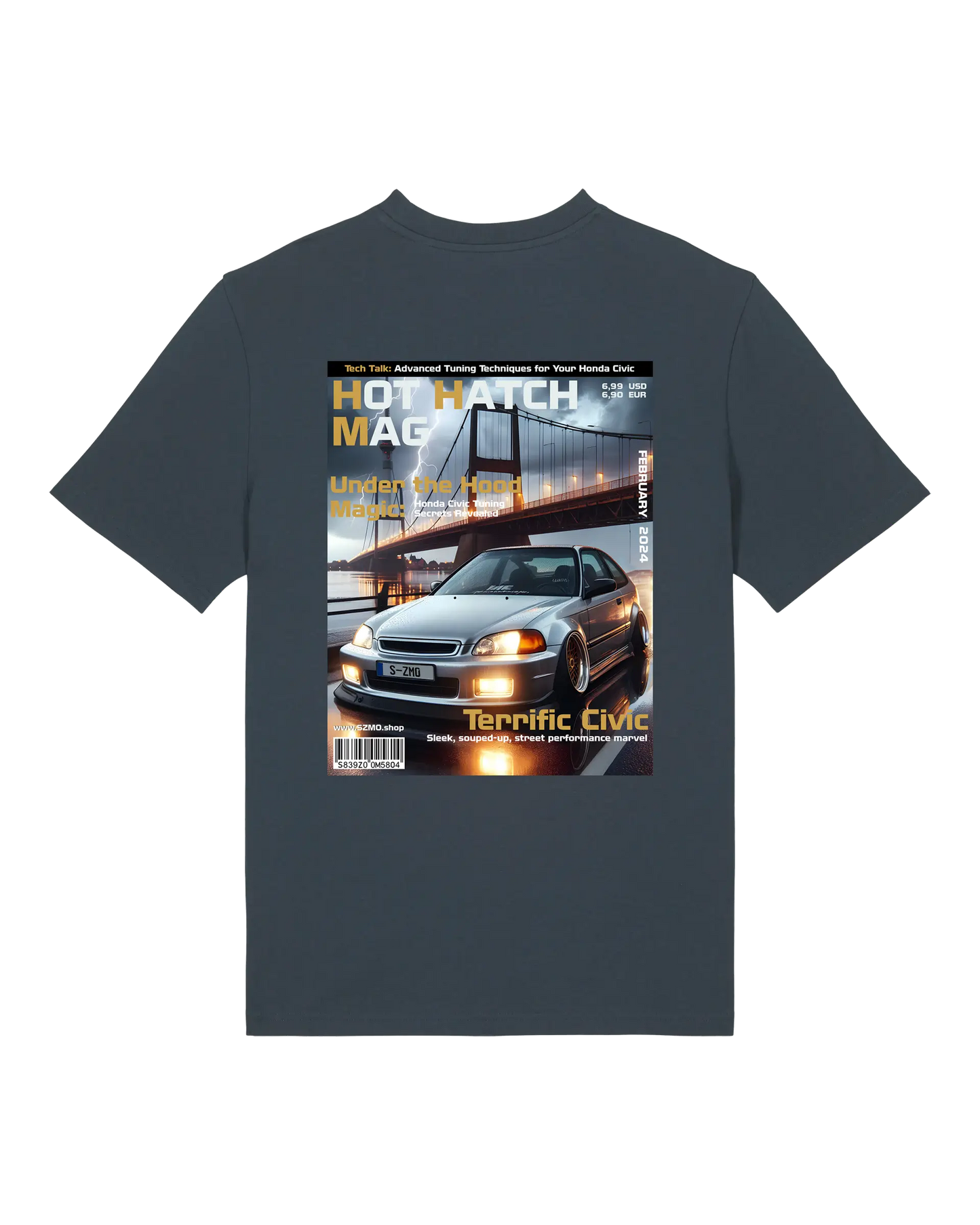 SZMO Collectors Edition T-Shirt Februar EJ9 Hatchback JDM Tuning Style Rückansicht Detail