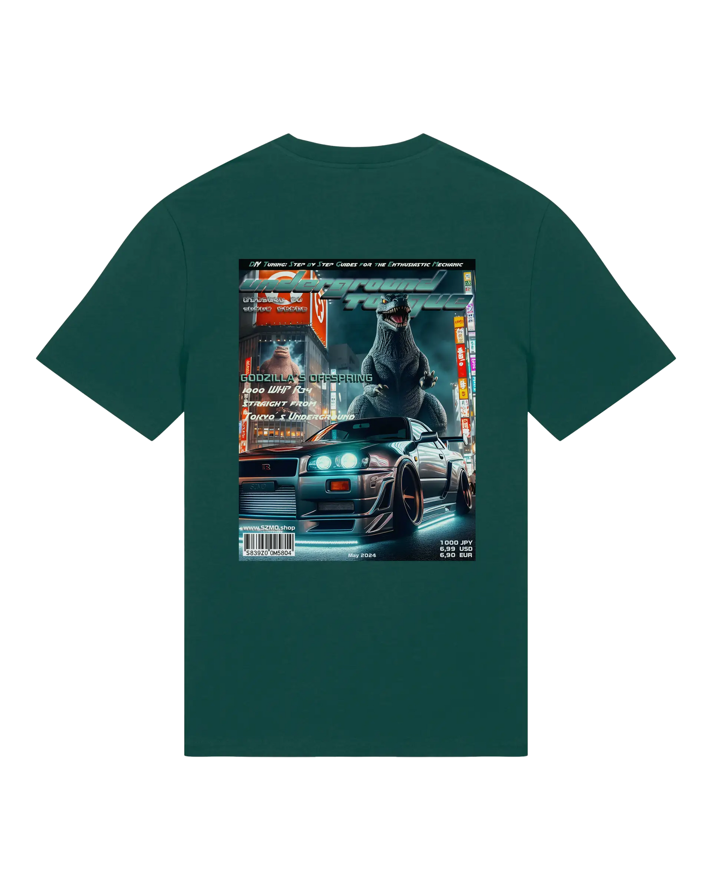 SZMO Collectors Edition T-Shirt Mai R34 Godzilla JDM Streetwear Rückansicht Detail