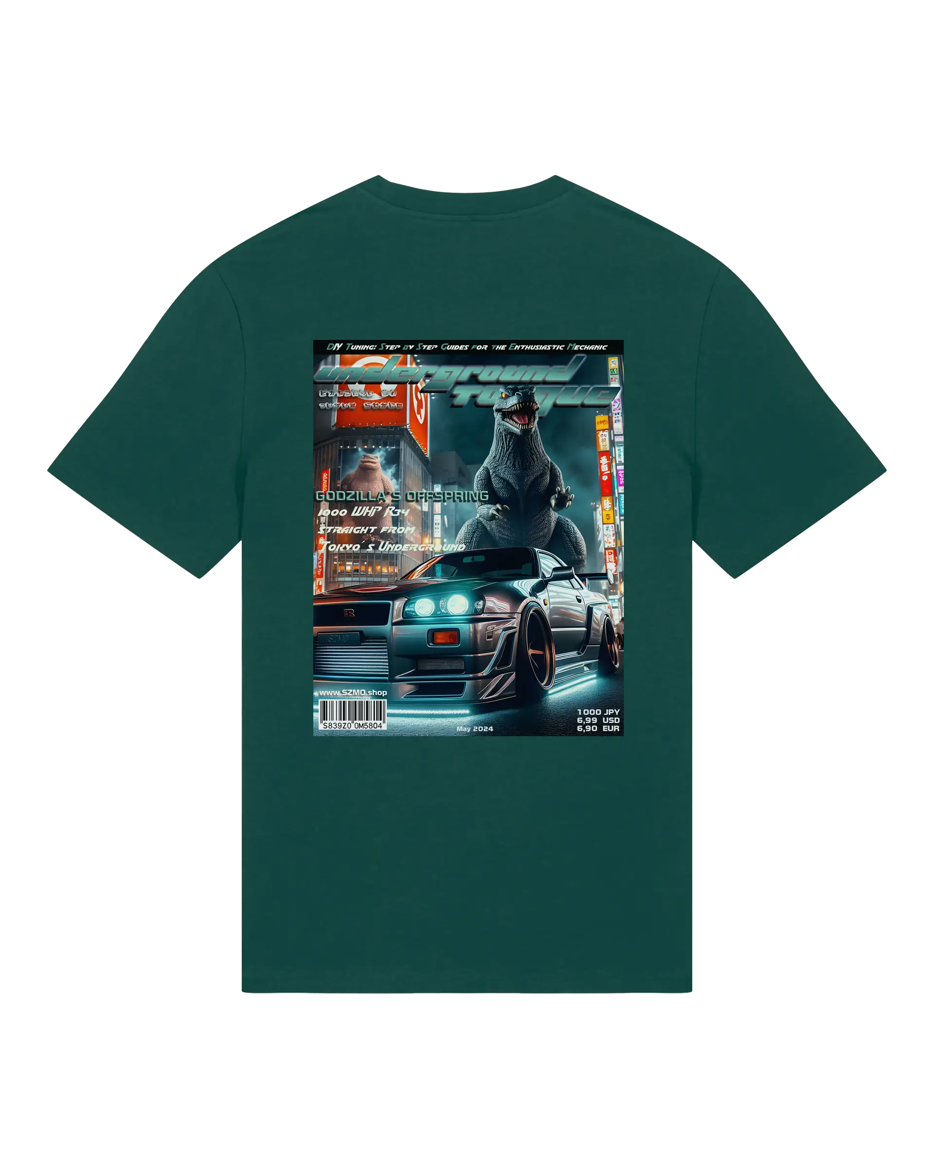 SZMO Collectors Edition T-Shirt Mai R34 Godzilla JDM Streetwear Rückansicht Detail