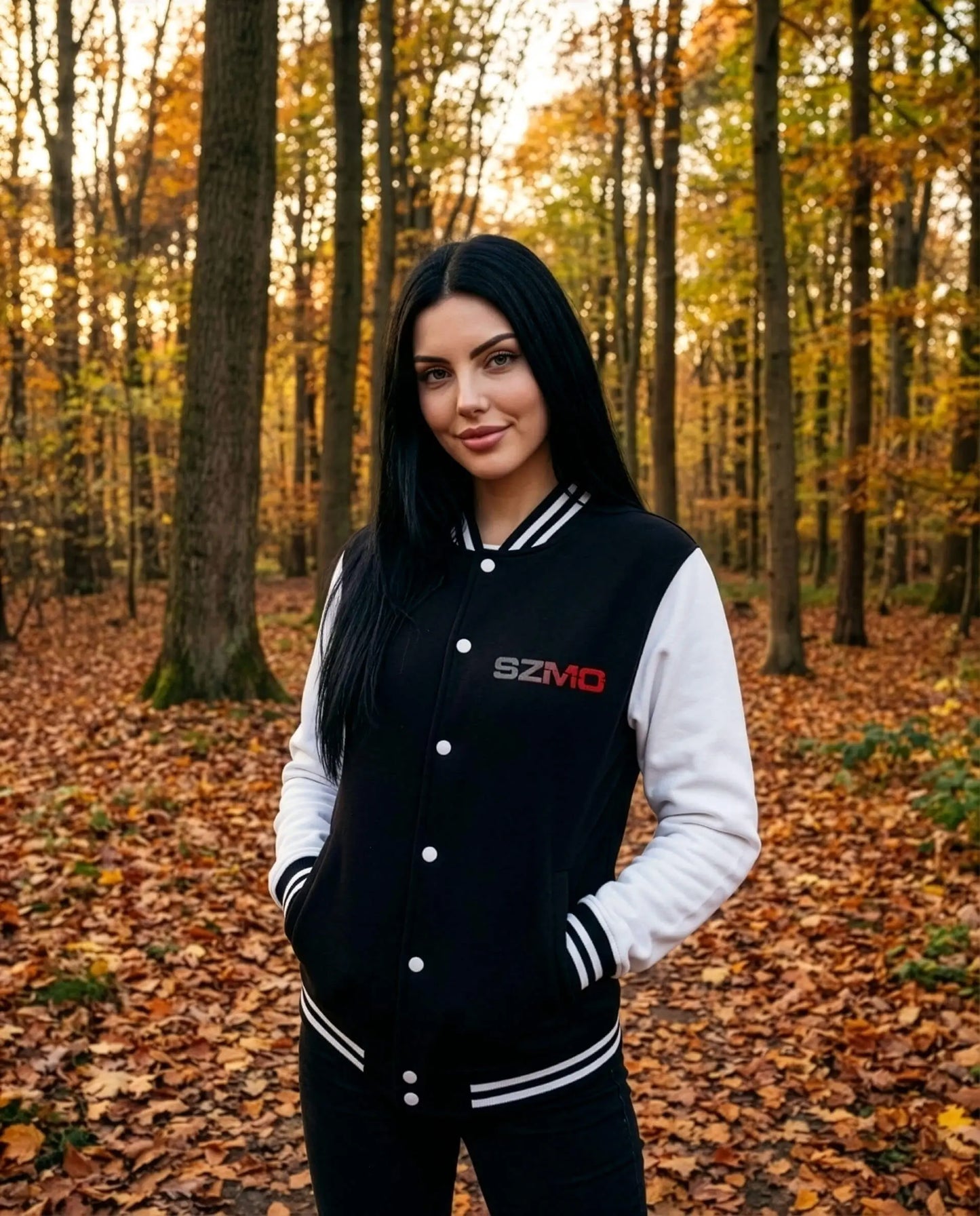 SZMO College Jacke Baby Godzilla JDM Cartoon R32 GTR Varsity Style Vorderansicht