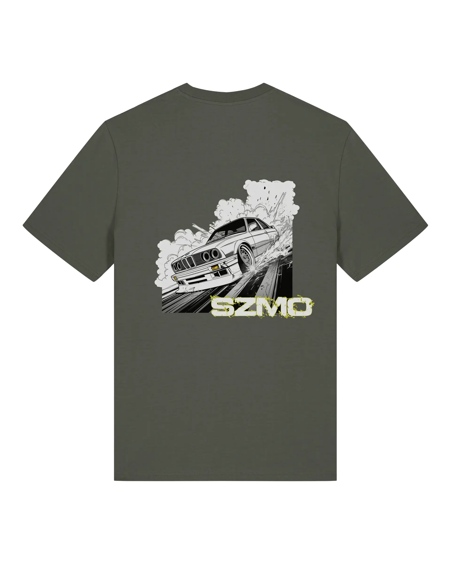 SZMO E30 Comic Style T-Shirt Klassiker Rückansicht Detail