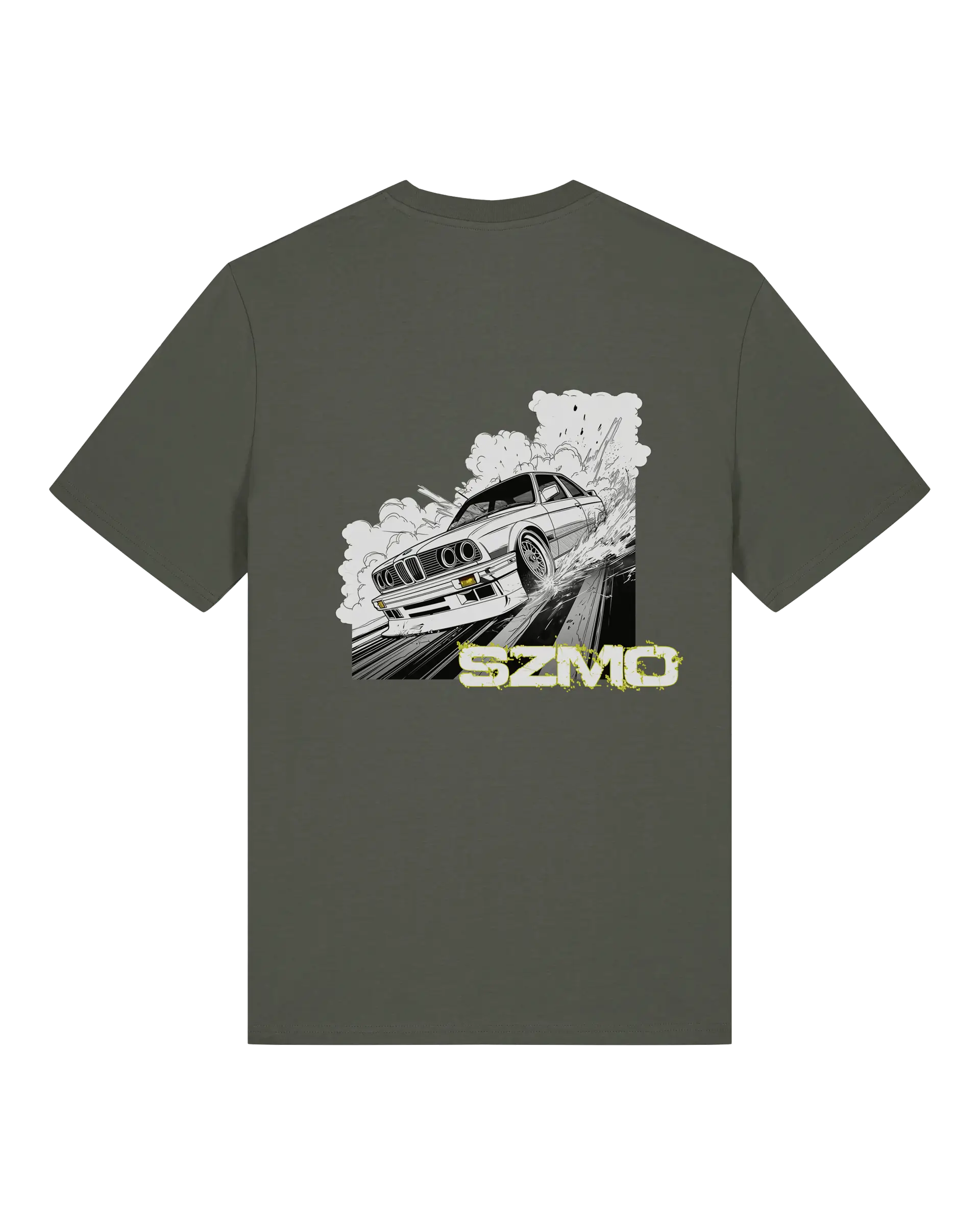 SZMO E30 Comic Style T-Shirt Klassiker Rückansicht Detail
