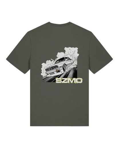 SZMO E30 Comic Style T-Shirt Klassiker Rückansicht Detail
