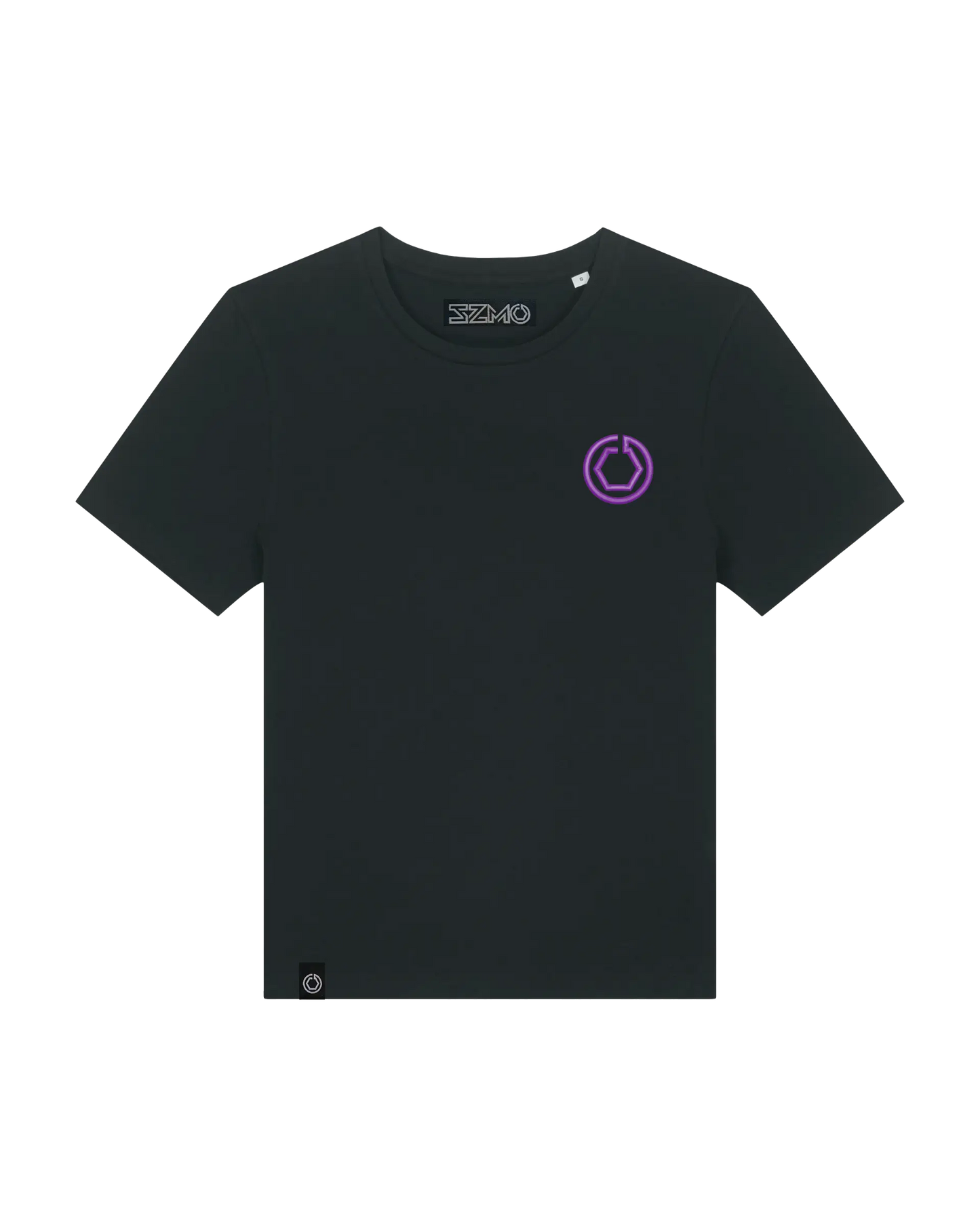 SZMO E36 Cabrio Damen T-Shirt  mit Stick auf der Brust Violett Youngtimer Tuning Mode Vorderansicht Detail