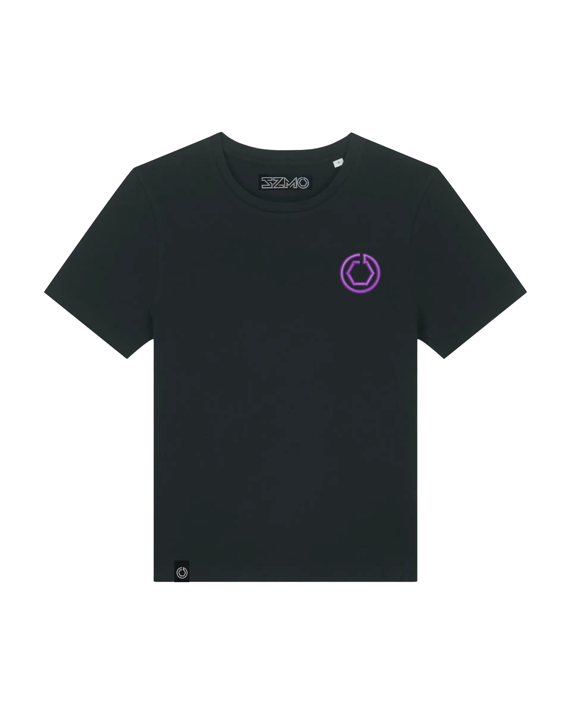 SZMO E36 Cabrio Damen T-Shirt  mit Stick auf der Brust Violett Youngtimer Tuning Mode Vorderansicht Detail