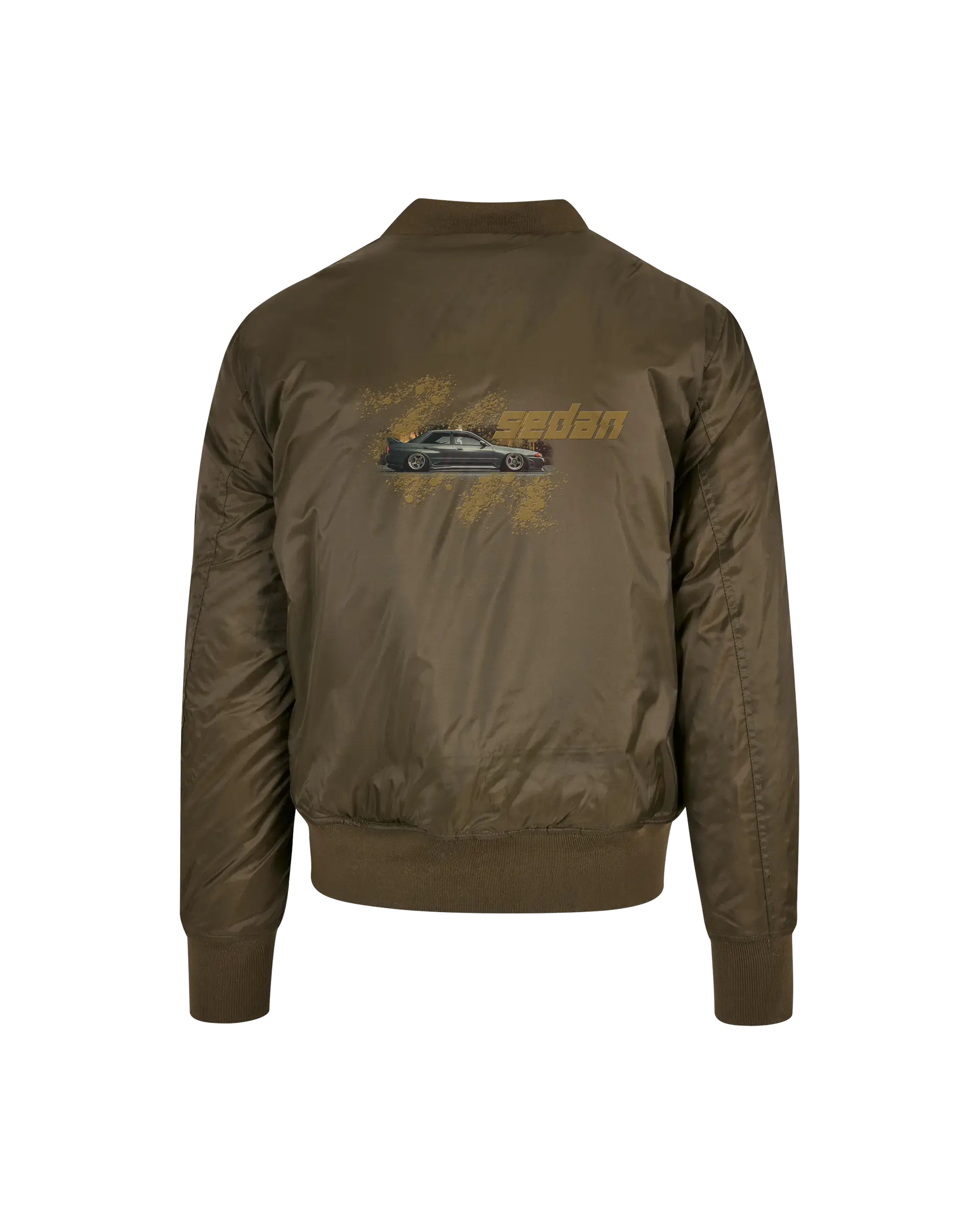 SZMO R32 Sedan Bomber Jacke Skyline Viertürer JDM Streetwear Rückansicht Detail