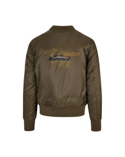 SZMO R32 Sedan Bomber Jacke Skyline Viertürer JDM Streetwear Rückansicht Detail