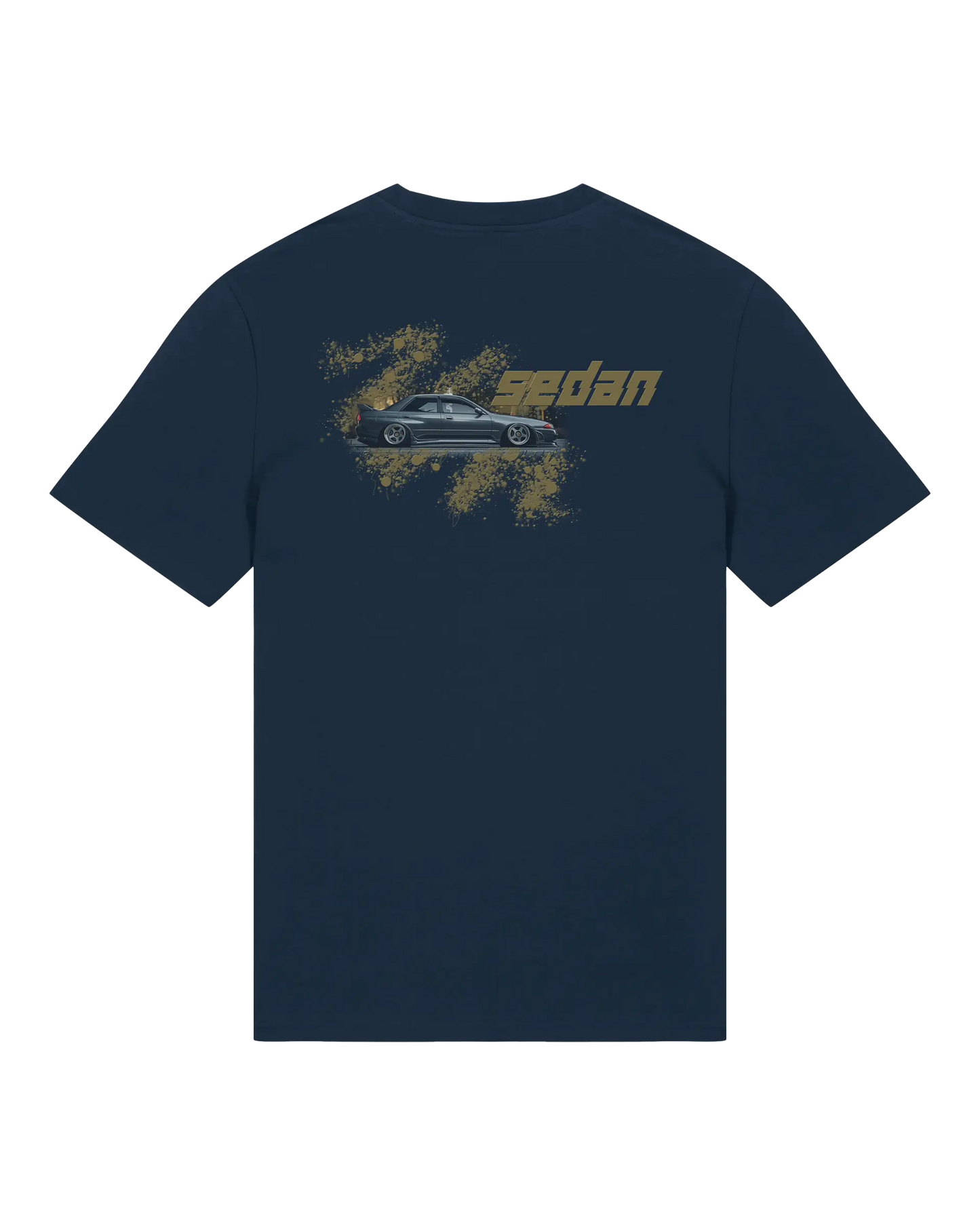 SZMO R32 Skyline Sedan T-Shirt Blau JDM Klassiker Rückansicht Detail