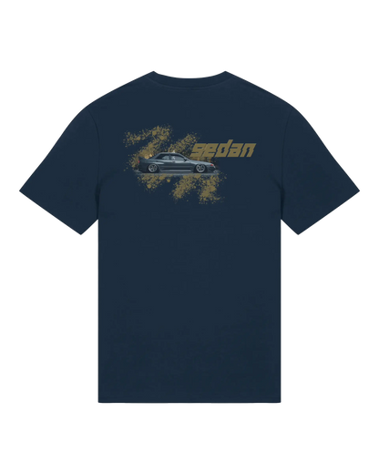 SZMO R32 Skyline Sedan T-Shirt Blau JDM Klassiker Rückansicht Detail