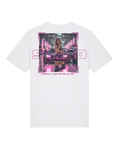 SZMO R34 Skyline T-Shirt Weiß Pink  JDM Streetwear Rückansicht Detail