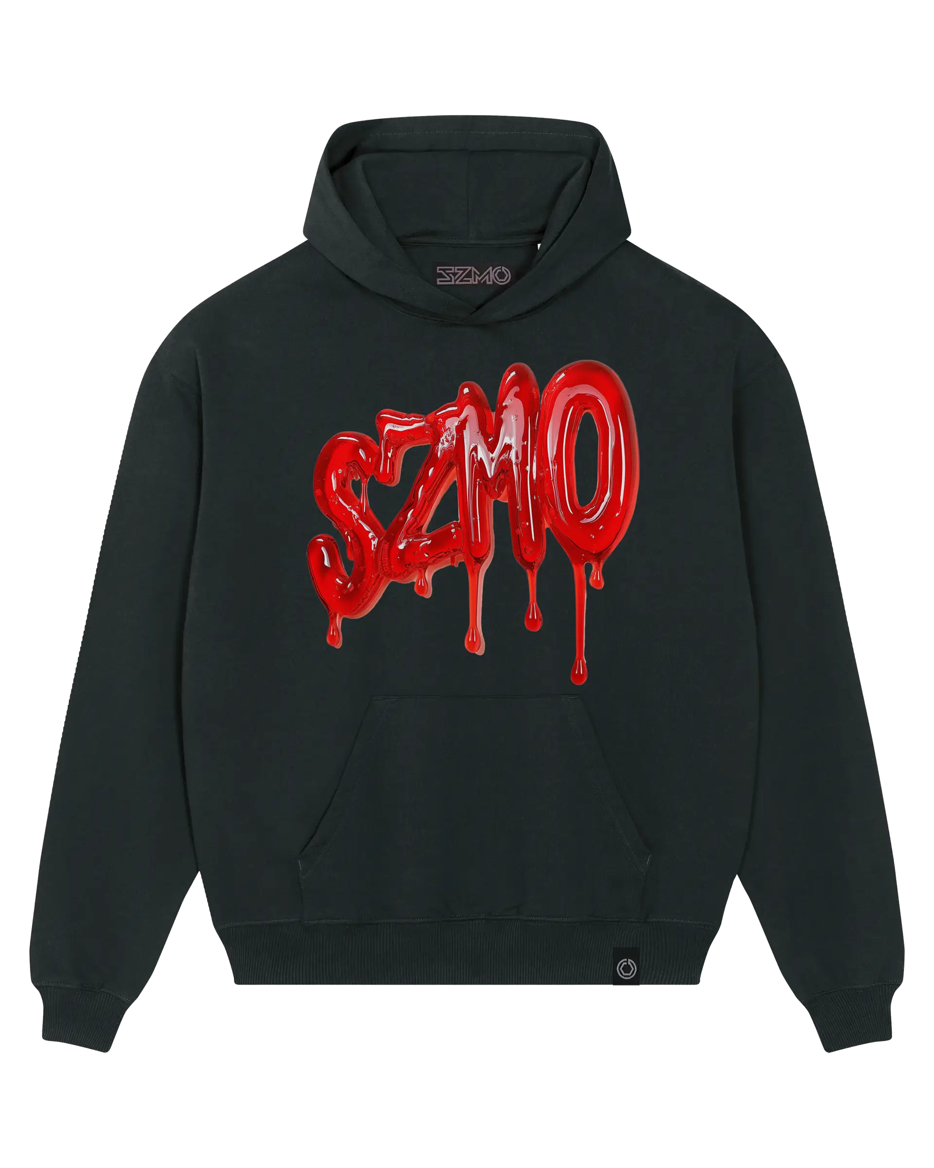 SZMO R34 Skyline Hoodie Schwarz Oversize Heavy Cotton Vorderansicht Detail