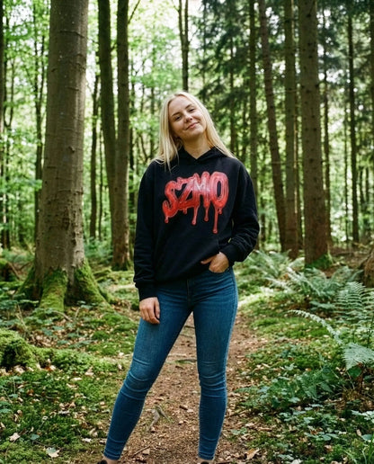 SZMO R34 Skyline Hoodie Schwarz Oversize Heavy Cotton Vorderansicht