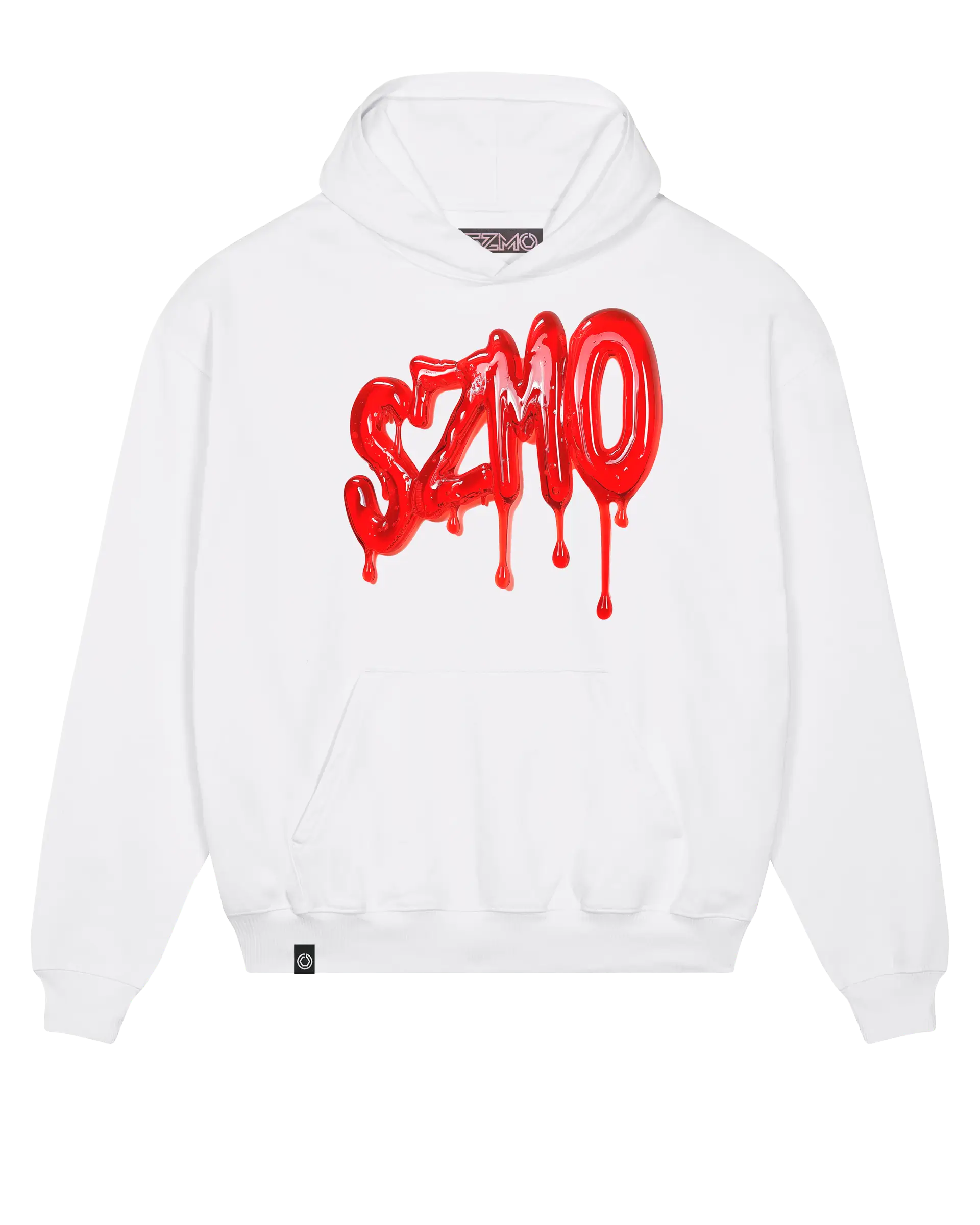 SZMO R34 Rückleuchten Oversize Hoodie Weiß JDM Streetwear Vorderansicht Detail