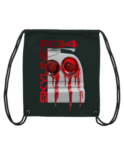 SZMO Turnbeutel Rückentüte R34 Skyline Rückleuchten Design Gymbag Vorderansicht Detail