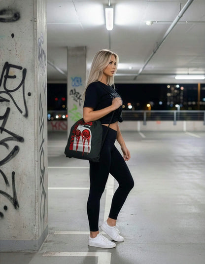 SZMO Turnbeutel Rückentüte R34 Skyline Rückleuchten Design Gymbag Vorderansicht