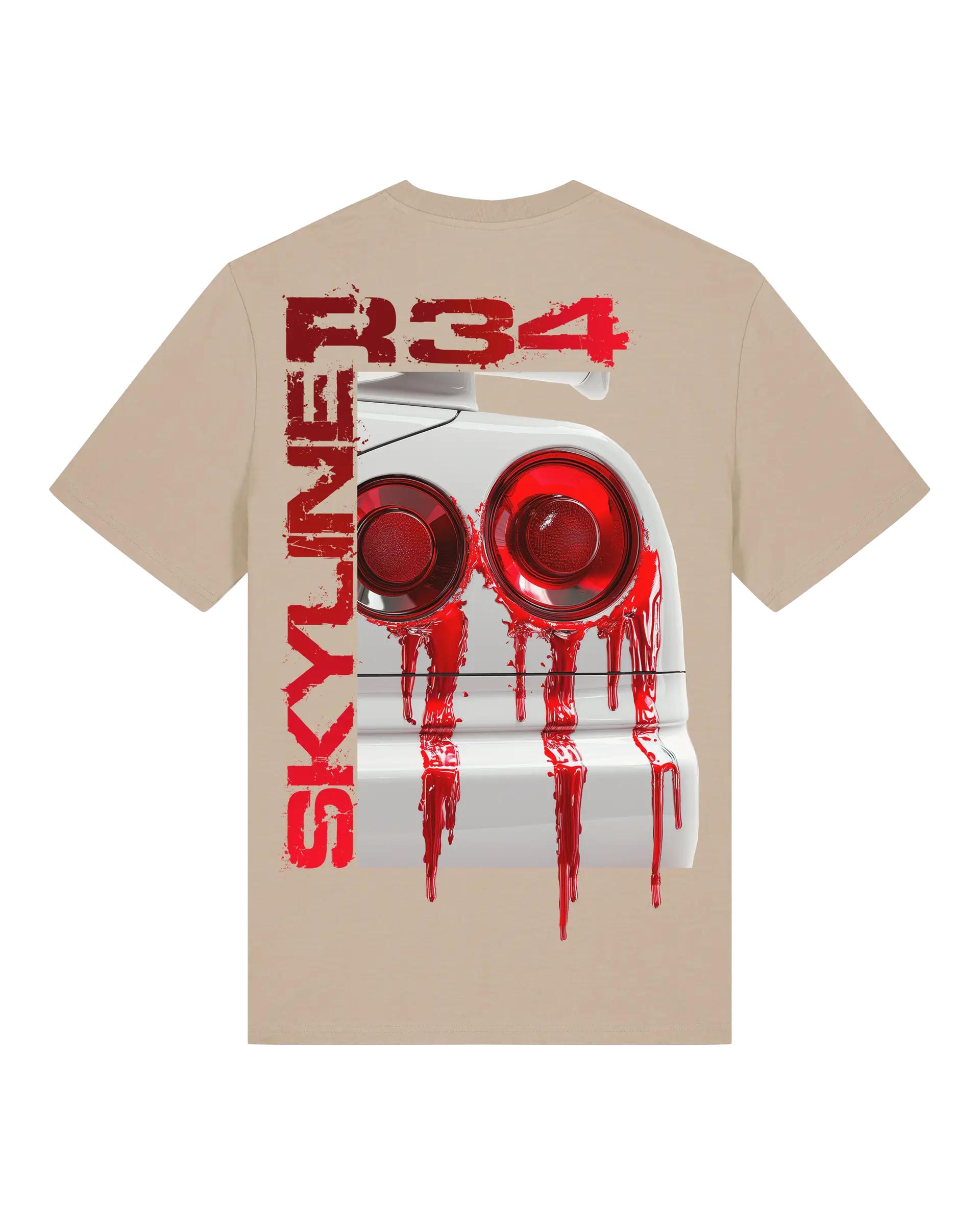 SZMO R34 Skyline Rückleuchten T-Shirt Dust JDM Rückansicht Detail