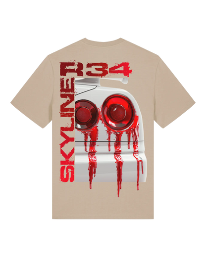 SZMO R34 Skyline Rückleuchten T-Shirt Dust JDM Rückansicht Detail