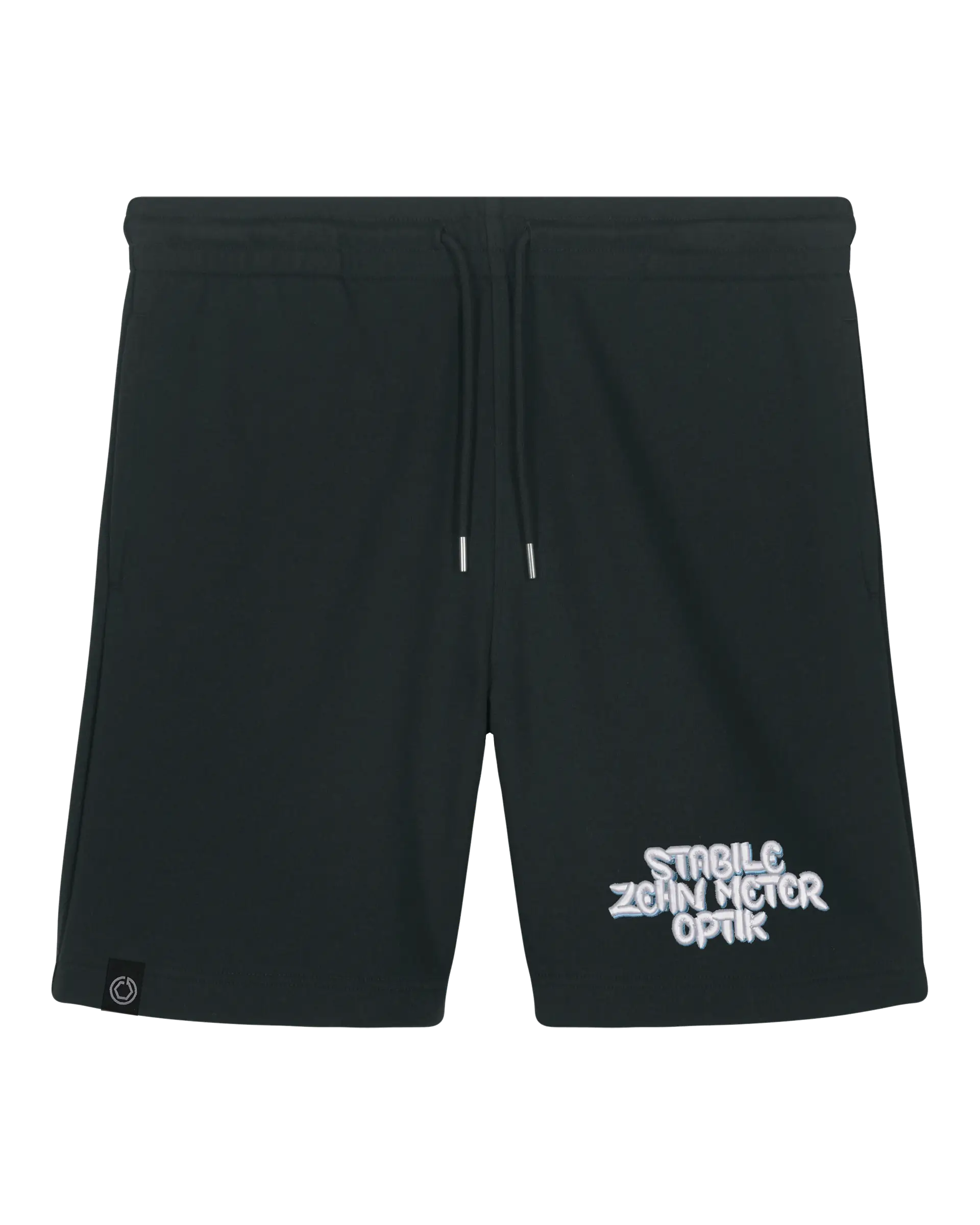 SZMO Stabile Zehn Meter Optik Shorts Schwarz Spruch Tuning Vorderansicht-Detail