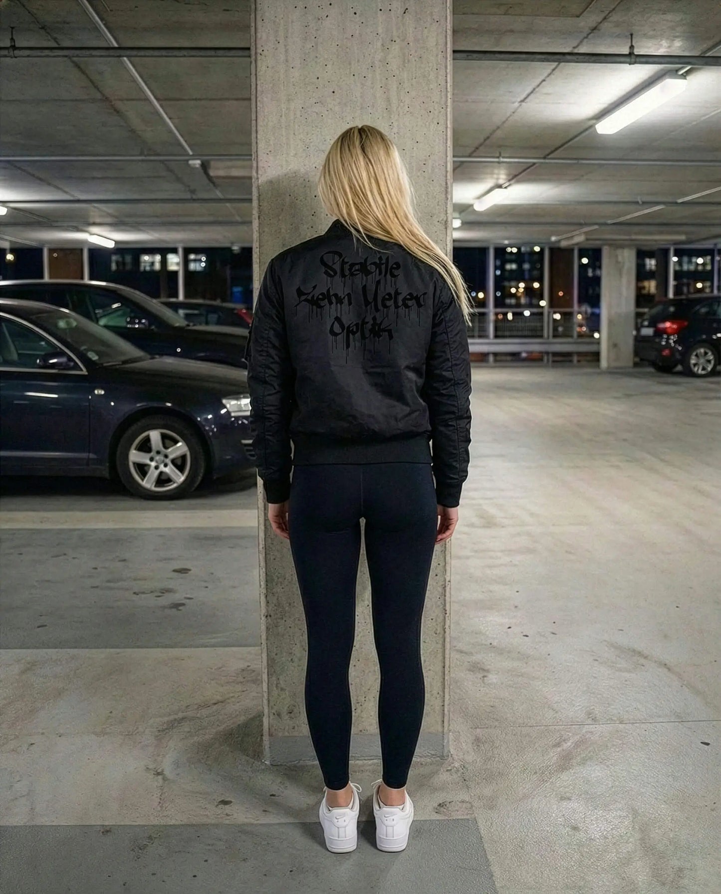 SZMO Bomber Jacke Stabile Zehn Meter Optik Graffiti Drip Design Tuning Szene Rückansicht