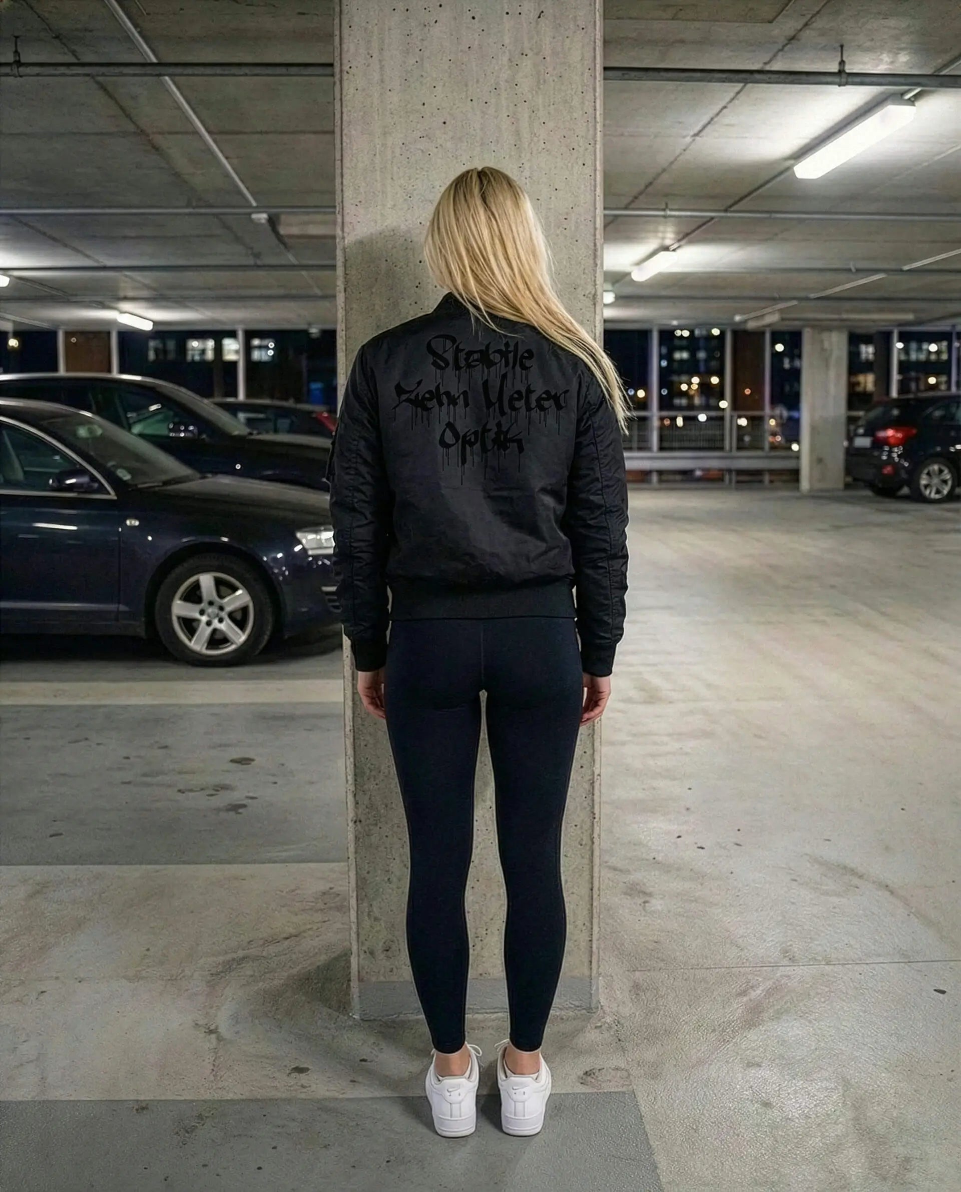 SZMO Bomber Jacke Stabile Zehn Meter Optik Graffiti Drip Design Tuning Szene Rückansicht