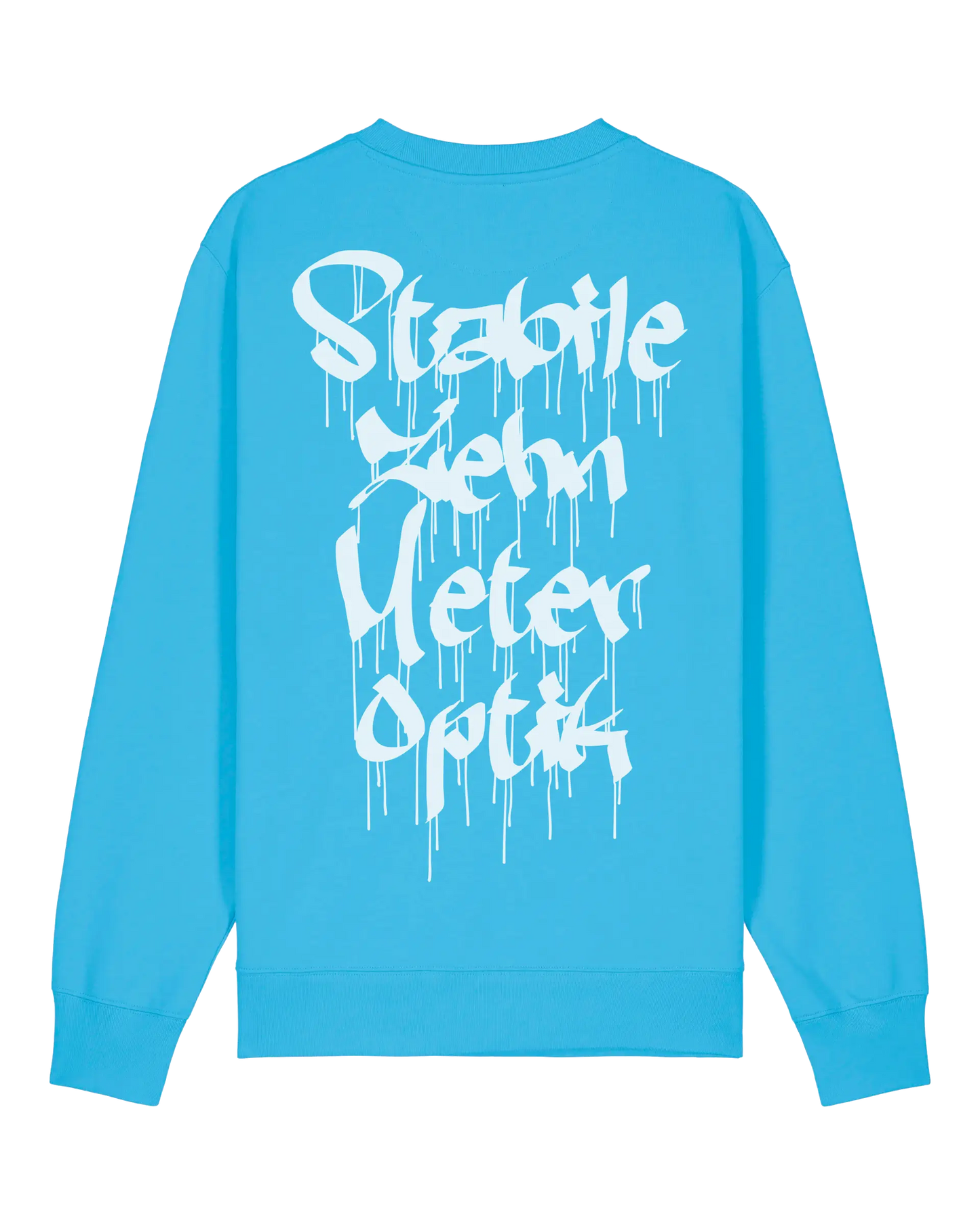 SZMO Stabile Zehn Meter Optik Pullover Crewneck Blau Rückansicht Detail