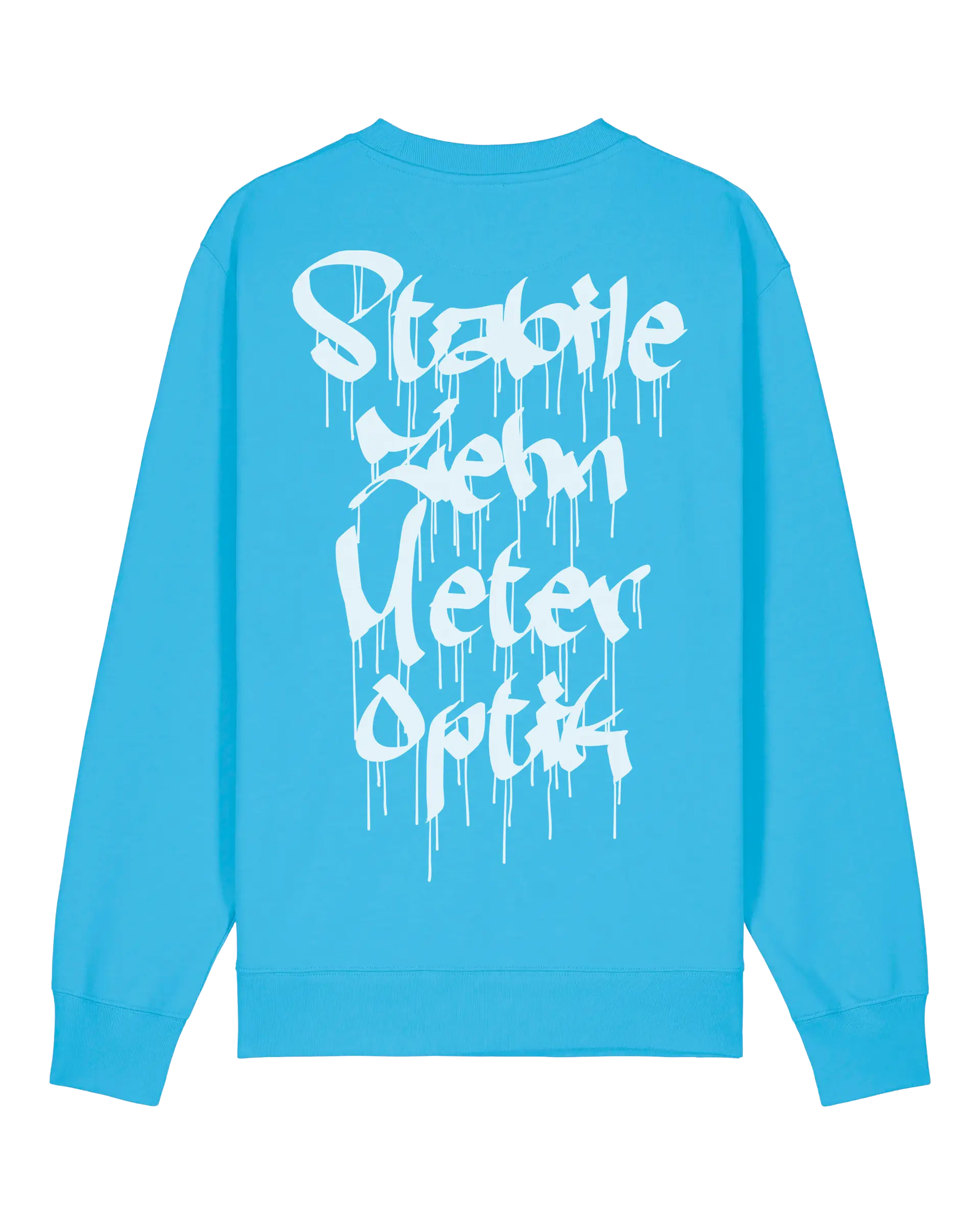 SZMO Stabile Zehn Meter Optik Pullover Crewneck Blau Rückansicht Detail