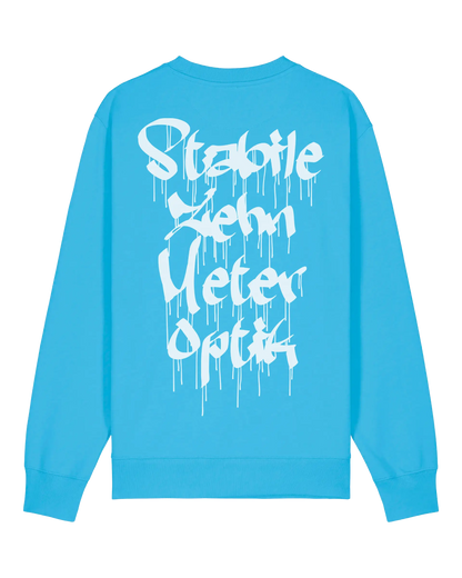 SZMO Stabile Zehn Meter Optik Pullover Crewneck Blau Rückansicht Detail